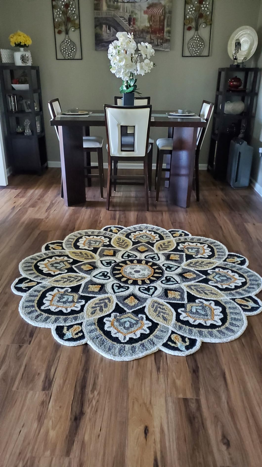 SAFAVIEH Novelty Collection 7' Round Ivory/Blue NOV604M Handmade Floral Premium Wool Entryway Foyer Living Room Bedroom Kitchen Area Rug customer photo 2