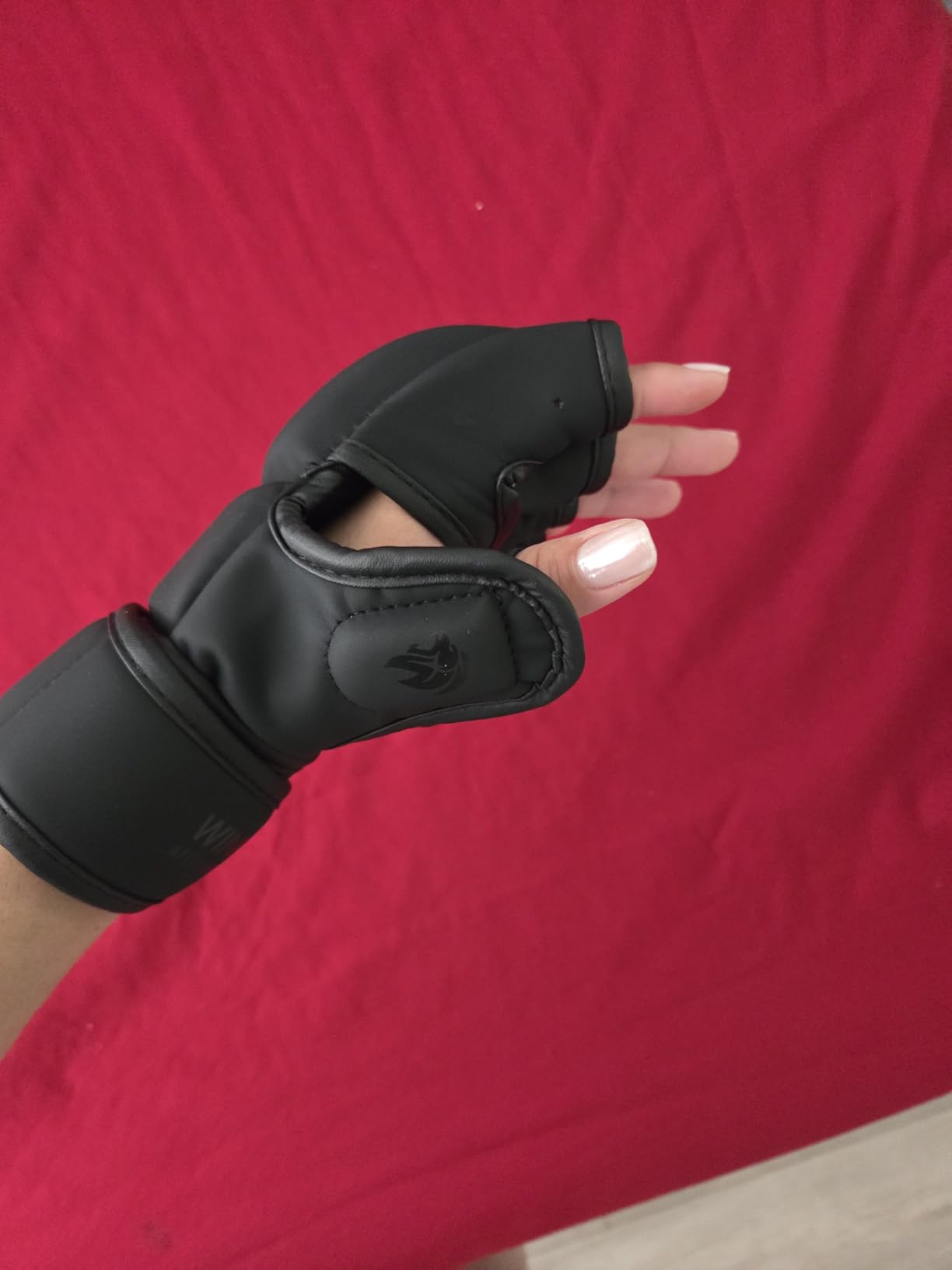 MMA Gloves - for Men & Women - MAXForce EVE Anti-Injury Shock Absorb Boxing Gloves Kickboxing Gloves - Half Finger, Open Palm for Muay Thai, Sparring, Punching Bag customer photo 1