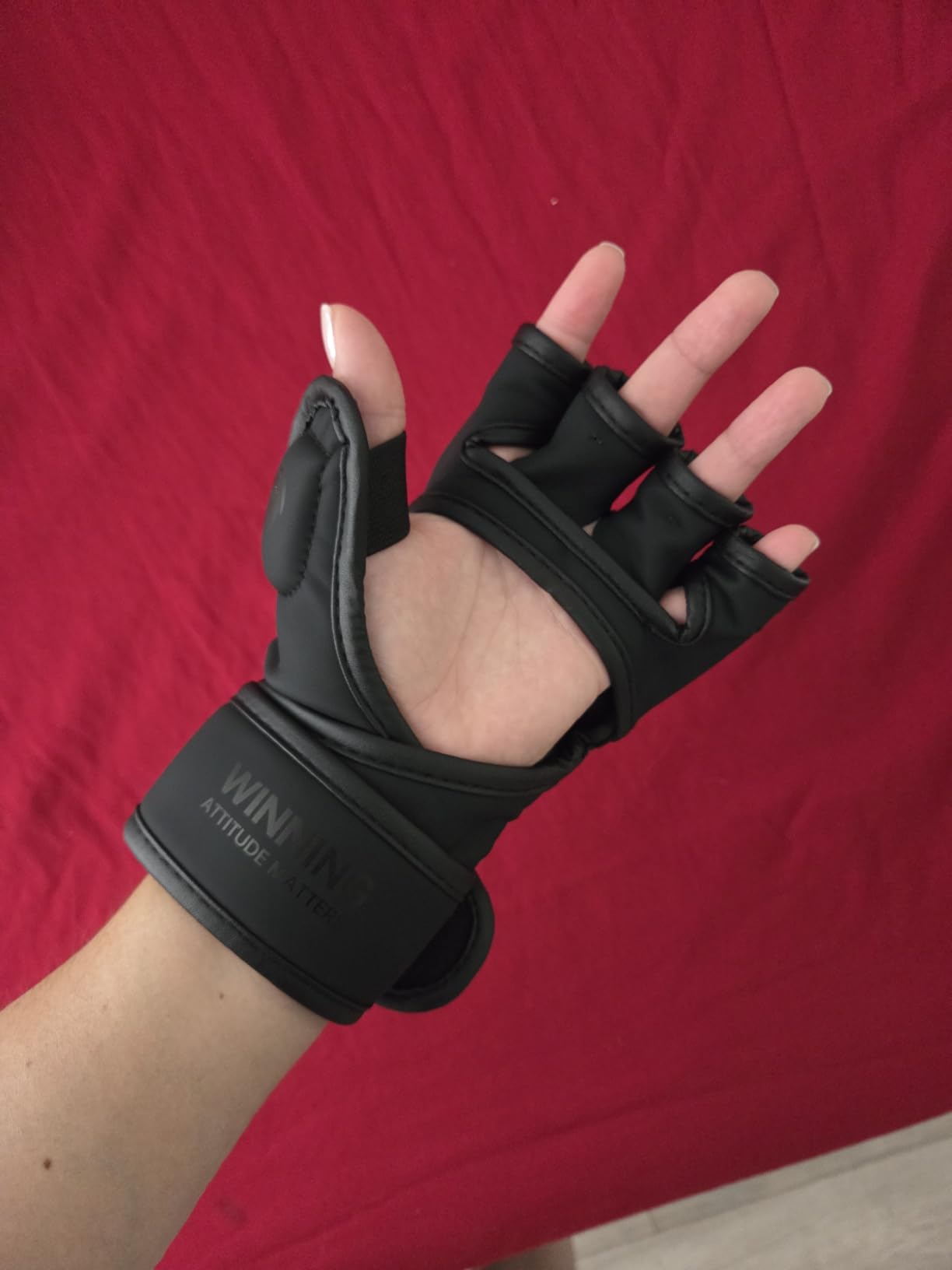 MMA Gloves - for Men & Women - MAXForce EVE Anti-Injury Shock Absorb Boxing Gloves Kickboxing Gloves - Half Finger, Open Palm for Muay Thai, Sparring, Punching Bag customer photo 2