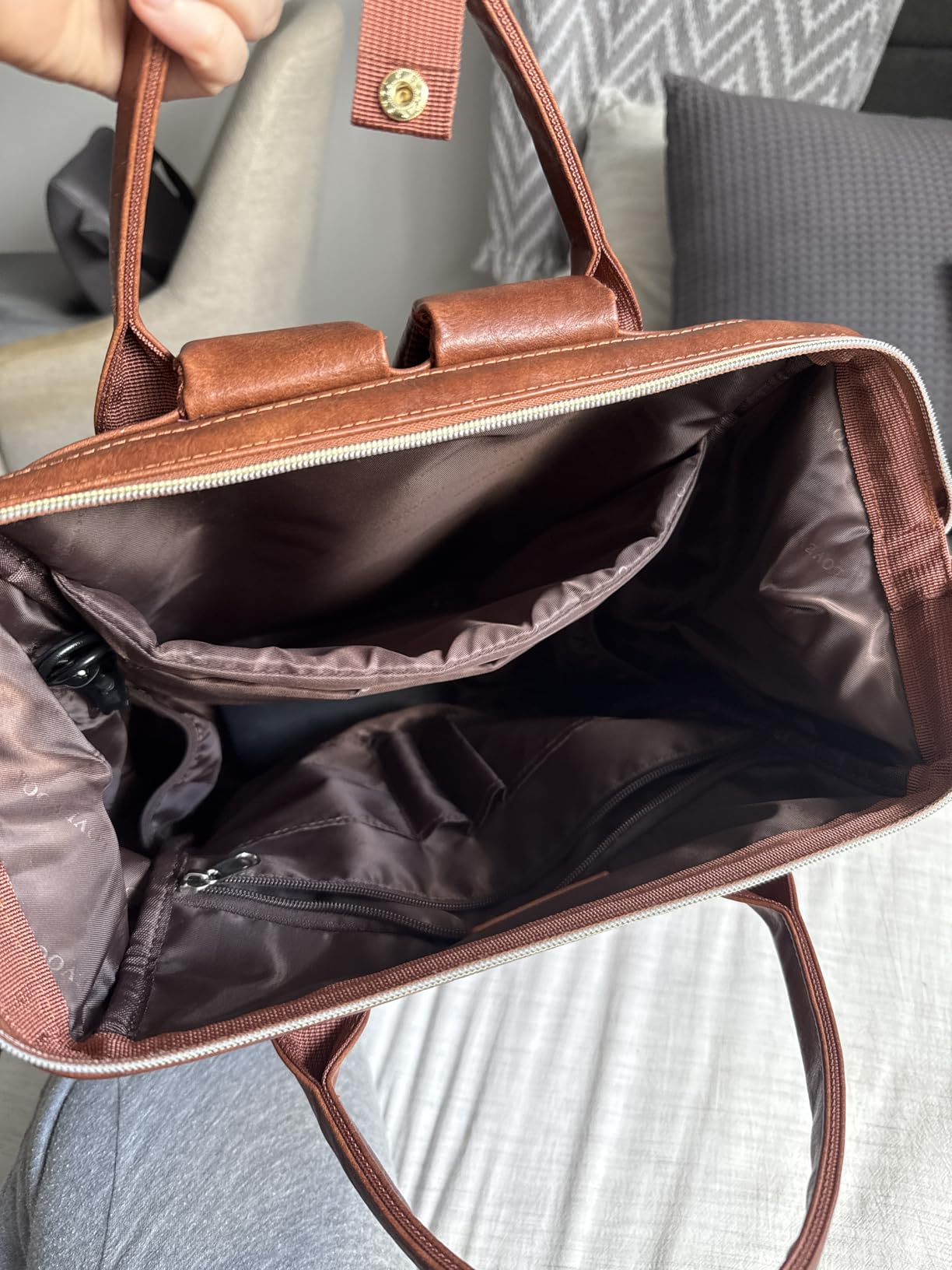 LOVEVOOK Leather Laptop Backpack for Women 15.6 inch,Travel Purse Nurse Teacher Carry On Backpack Computer Bag,Professional College Business Work Bags with USB Port,Brown customer photo 2