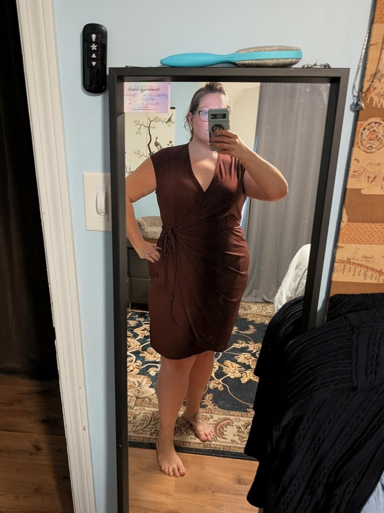 Amazon Essentials Women's Classic Cap Sleeve Wrap Dress with V Neck (Available in Plus Size) customer photo 2