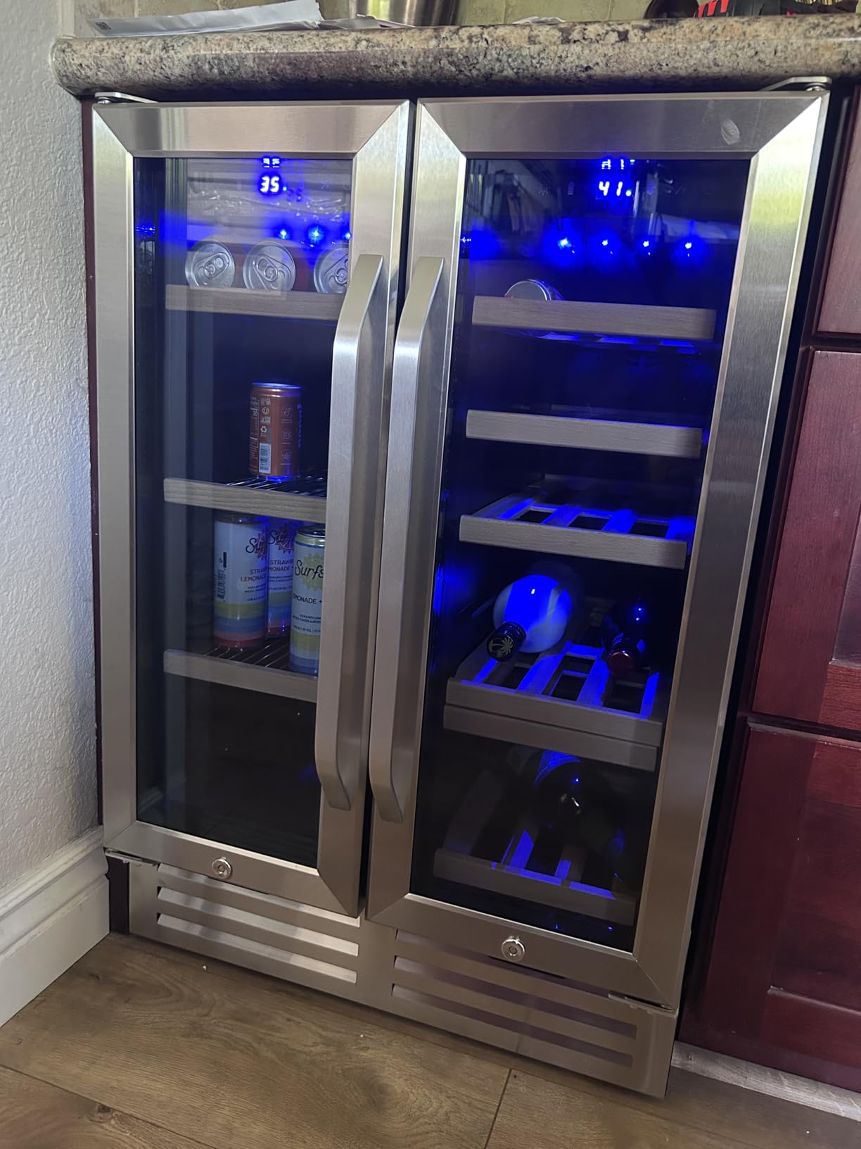 24 Inch Beverage Refrigerator Cooler, 210 Cans Wide Beverage and Beer Fridge with Glass Door and Powerful Cooling Compressor, Built-in/Freestanding Drink Fridge for Kitchen, Bar or Office customer photo 2