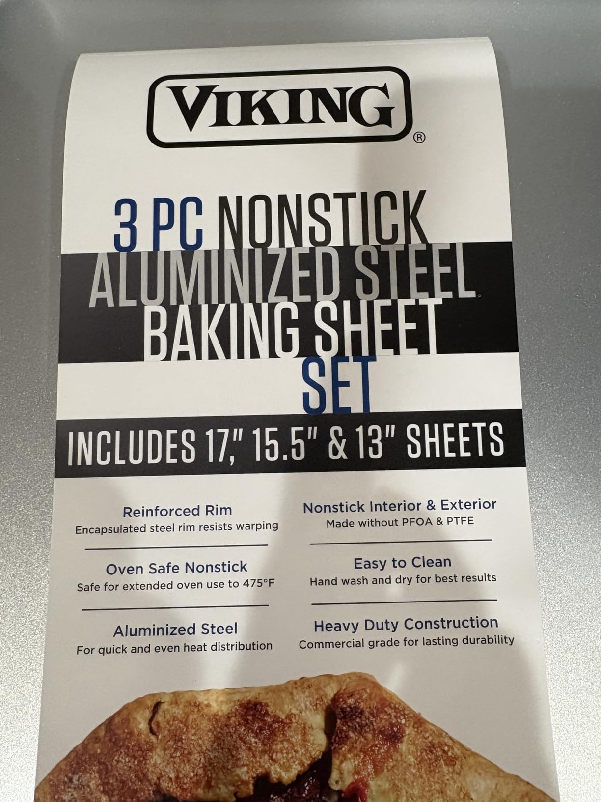 Viking Premium 18-Inch Nonstick Baking Sheet Pan, Made without PFAS, Heavy Gauge Aluminized Steel Cookie Sheet with Reinforced Iron Frame, Oven Safe to 475F customer photo 1