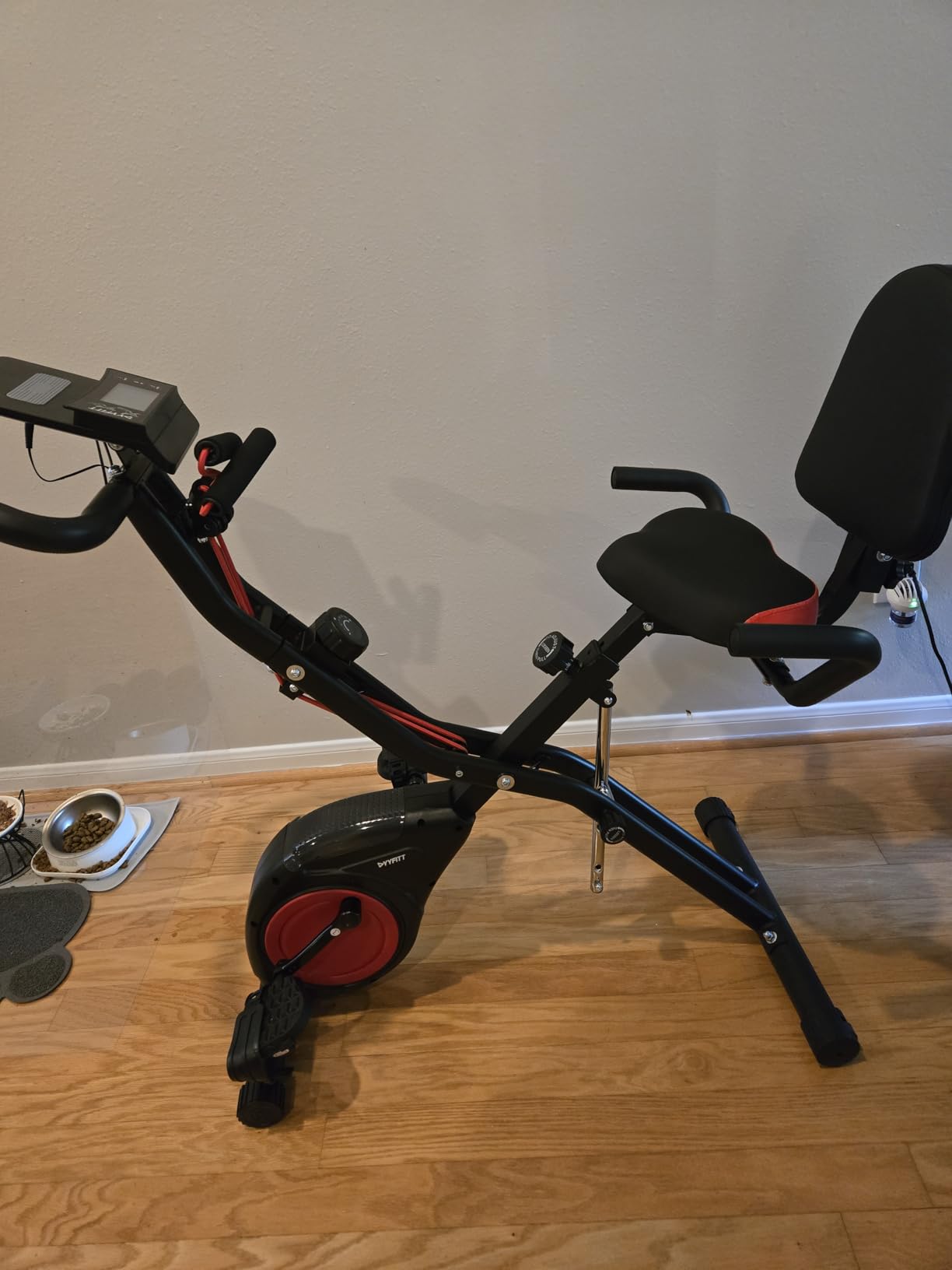 YYFITT 3-IN-1 Exercise Bike with Luminous Digits Display, Folding Stationary Bikes for Home Seniors, Compact Workout Bike with Fully Support Backrest - Wider Seat - 16 Level Magnetic Resistance customer photo 1