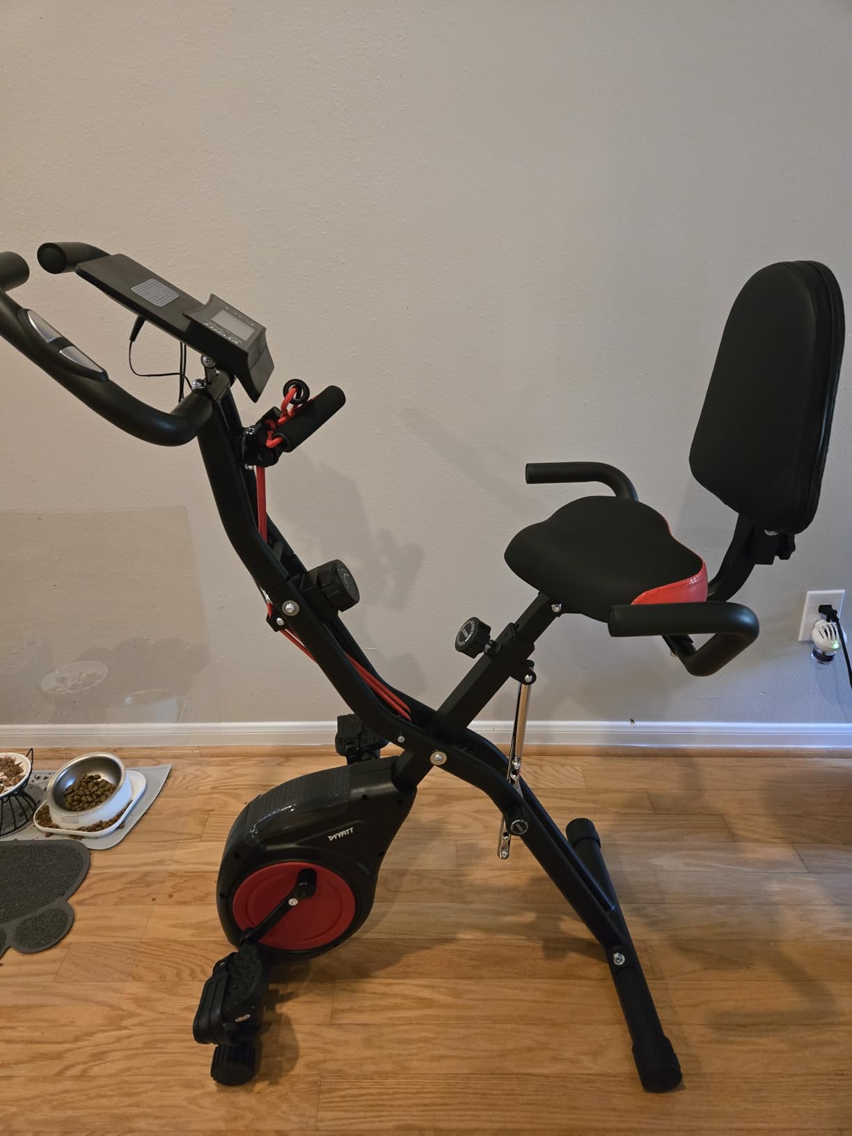 YYFITT 3-IN-1 Exercise Bike with Luminous Digits Display, Folding Stationary Bikes for Home Seniors, Compact Workout Bike with Fully Support Backrest - Wider Seat - 16 Level Magnetic Resistance customer photo 2