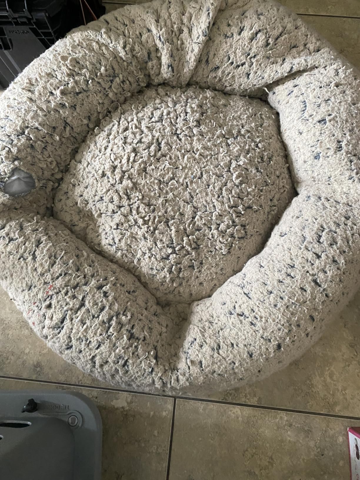 Best Friends by Sheri The Original Calming Donut Dog Bed for Small Dogs up to 25 lbs, Shag Faux Fur, Gray, 23