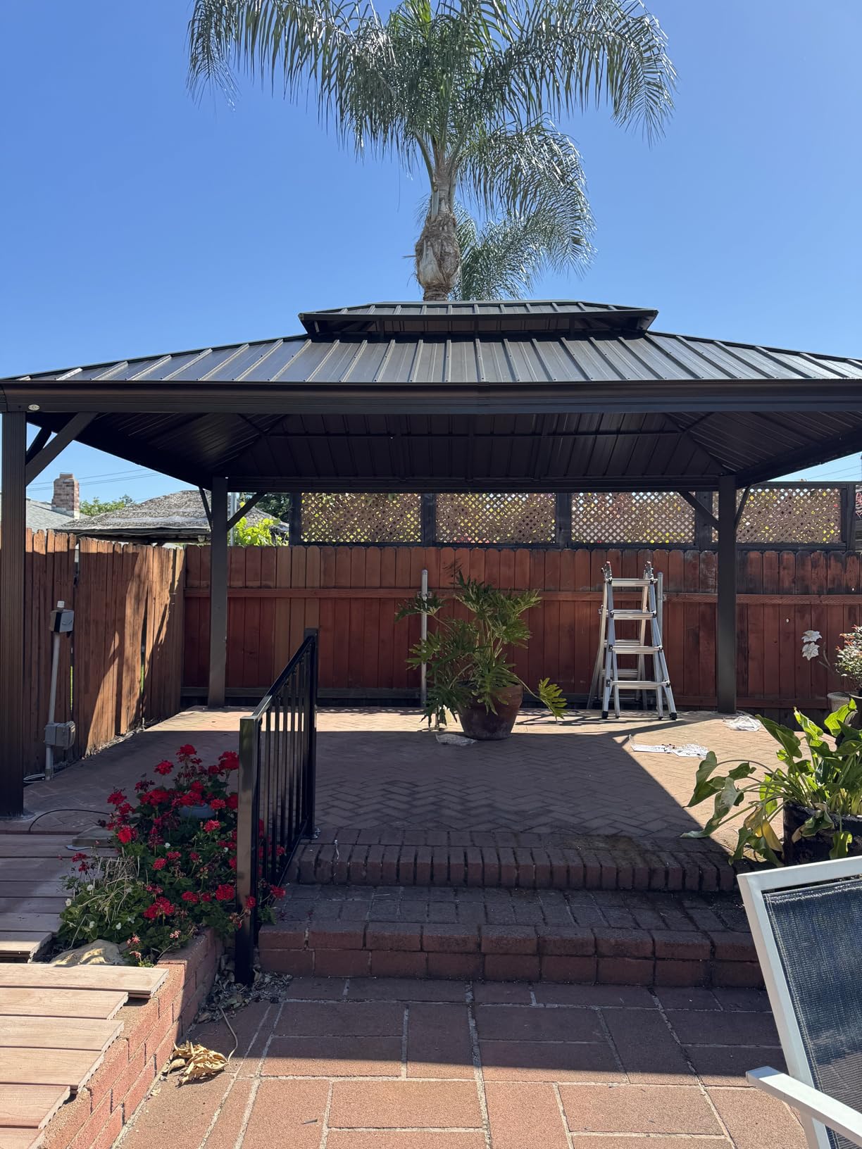 Kozyard Alexander 10' x 12' Hardtop Gazebo, Aluminum Frame with Galvanized Steel Double Roof, Outdoor Permanent Pavilion with Curtains and Netting for Patio, Backyard, Deck, Lawn (Gray) customer photo 2