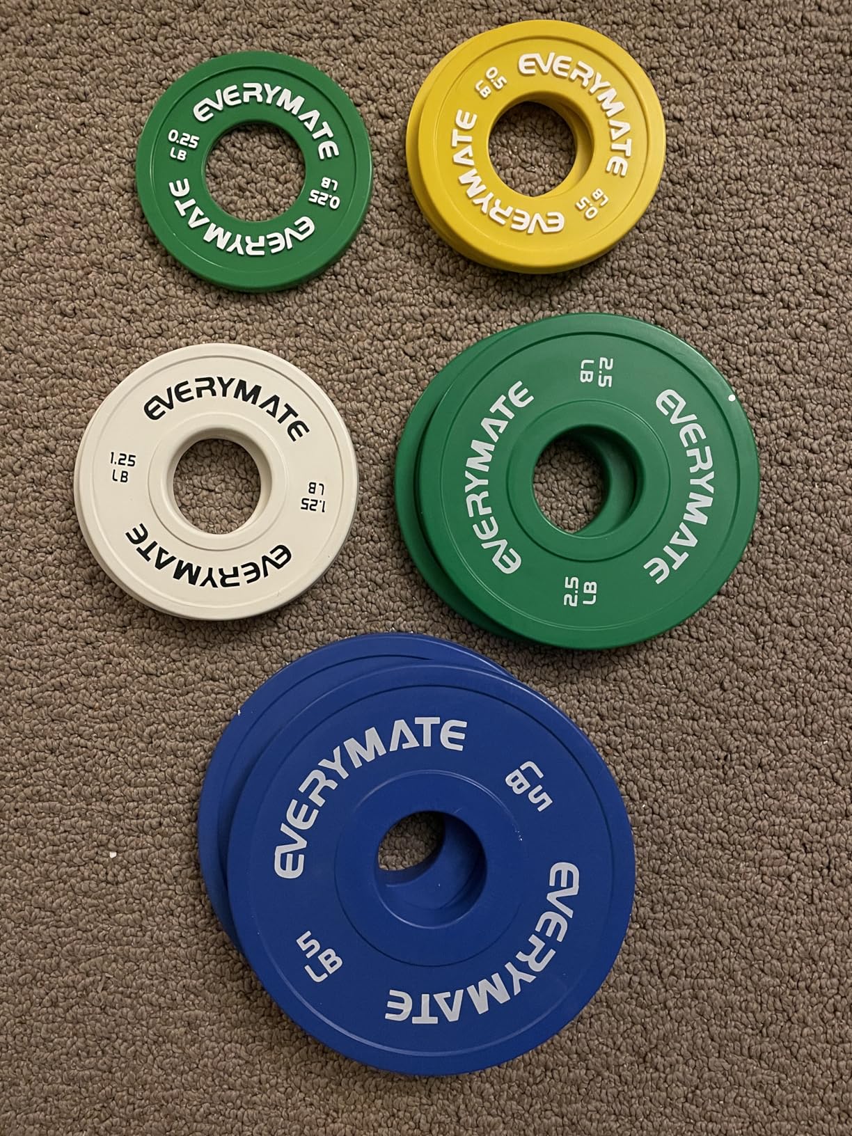 EVERYMATE Fractional Weight Plates - Olympic Bumper Plates for Cross Training - Steel Insert - 1.25LB, 2.5LB, 5LB customer photo 2