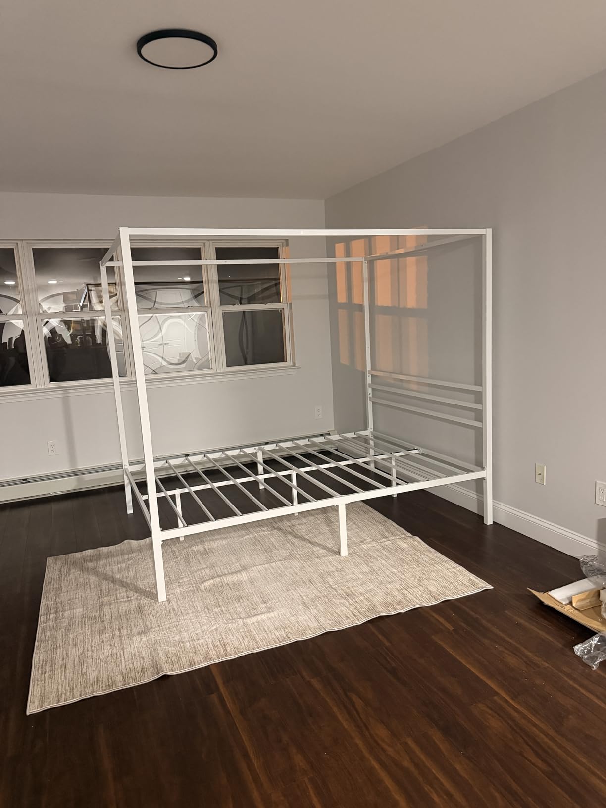 SHA CERLIN Canopy Bed Frame Queen Size, Mattress Foundation with Metal Slats Support, No Box Spring Needed, Easy Assembly, Black customer photo 1