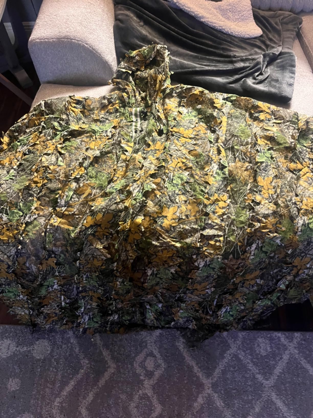 SCYLFEHDP Ghillie Suit, Gilly Suits for Men, Hunting Suit, 3D Leafy Camo, Hooded Cape, Camouflage, Bird Watching, Jungle Hunting, Halloween, Camping, Theme Decoration customer photo 2