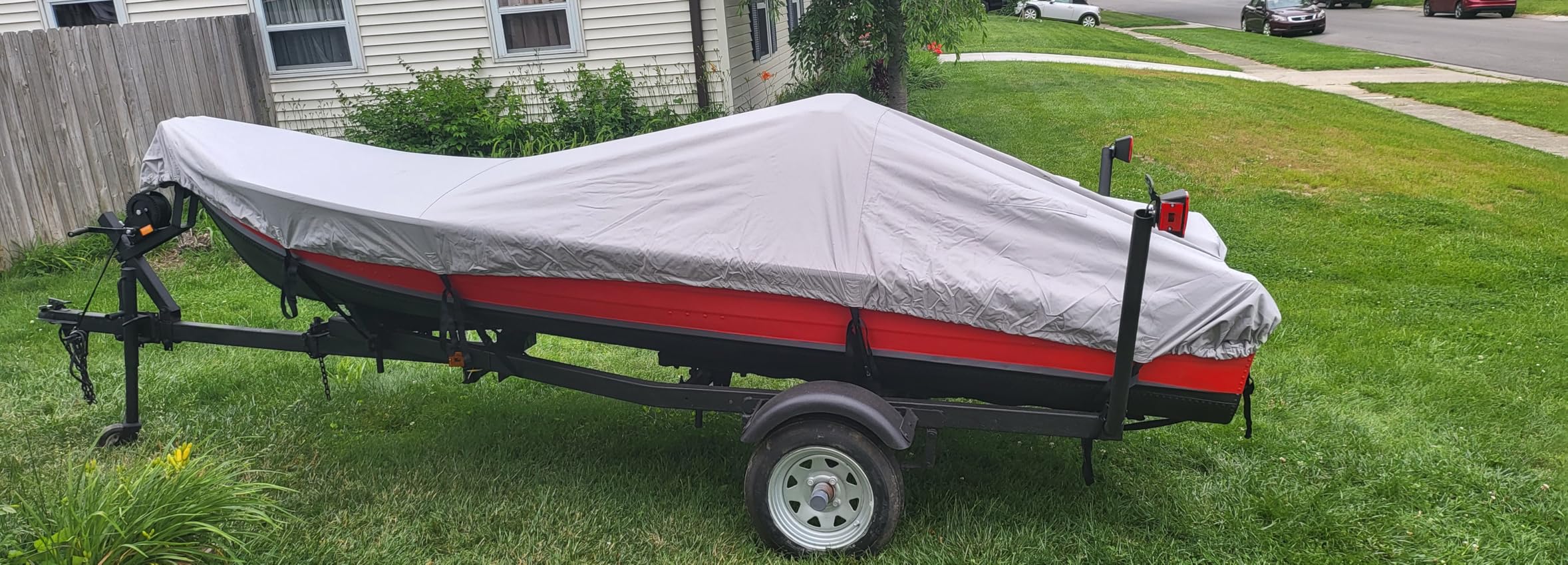 VINPATIO Trailerable Boat Cover, 600D Solution-Dyed Bass Boat Cover, 23-24 ft Heavy Duty 100% Waterproof Boat Covers Fits V-Hull Runabout Fishing Ski Pro-Style Bass Boats, Beam Width up to 102