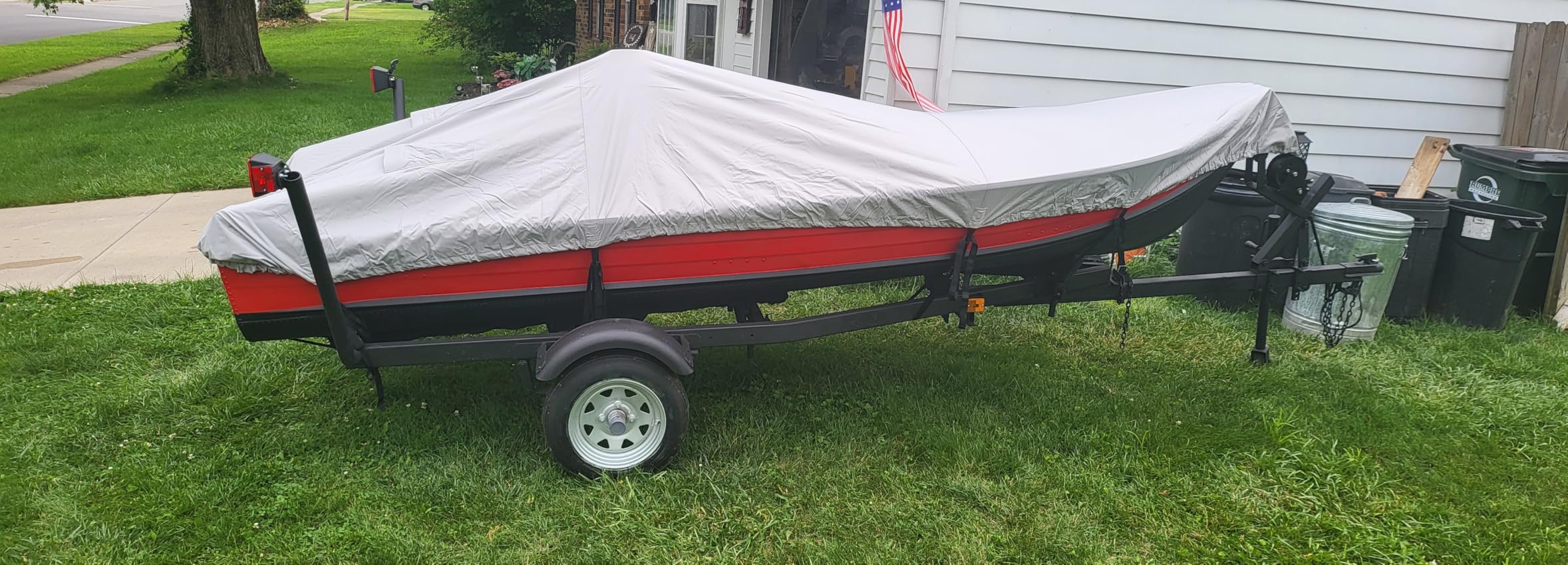 VINPATIO Trailerable Boat Cover, 600D Solution-Dyed Bass Boat Cover, 23-24 ft Heavy Duty 100% Waterproof Boat Covers Fits V-Hull Runabout Fishing Ski Pro-Style Bass Boats, Beam Width up to 102