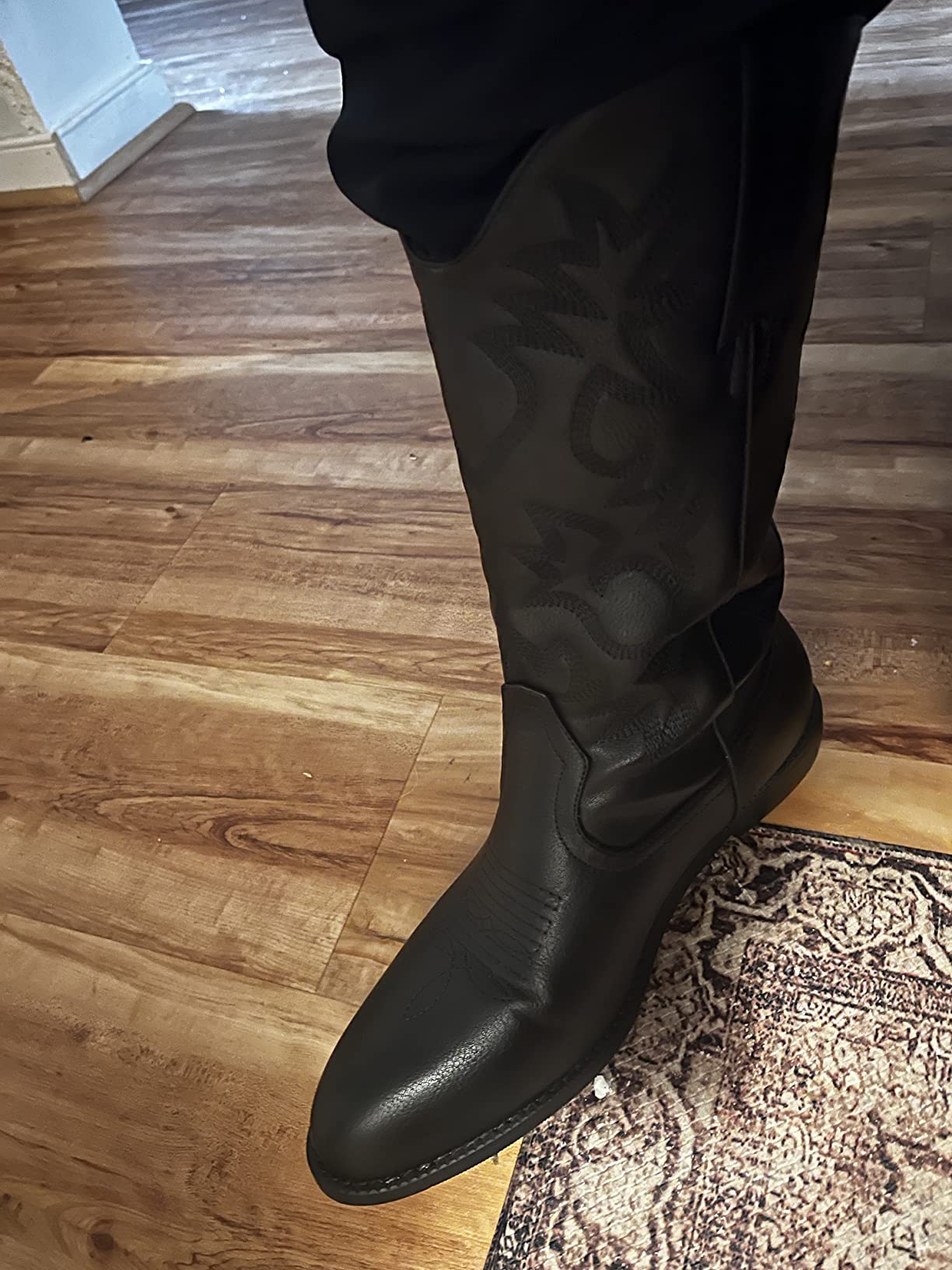 Cowboy Boots for Men Round Toe Distressed Work boots Embroidered Western Boots Traditional Country Boot customer photo 1