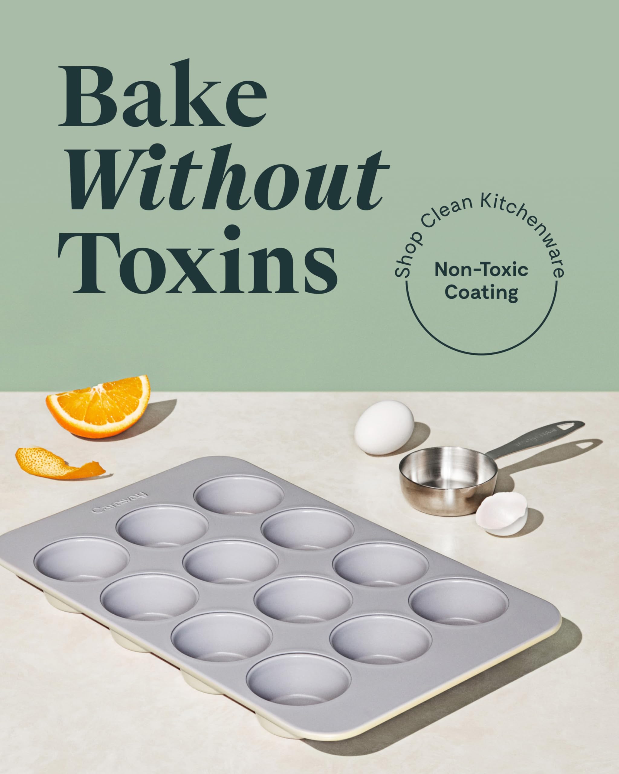 Caraway Non-Stick Ceramic 12-Cup Muffin Pan - Naturally Slick Ceramic Coating - Non-Toxic, PTFE & PFOA Free - Perfect for Cupcakes, Muffins, and More - Cream customer photo 2