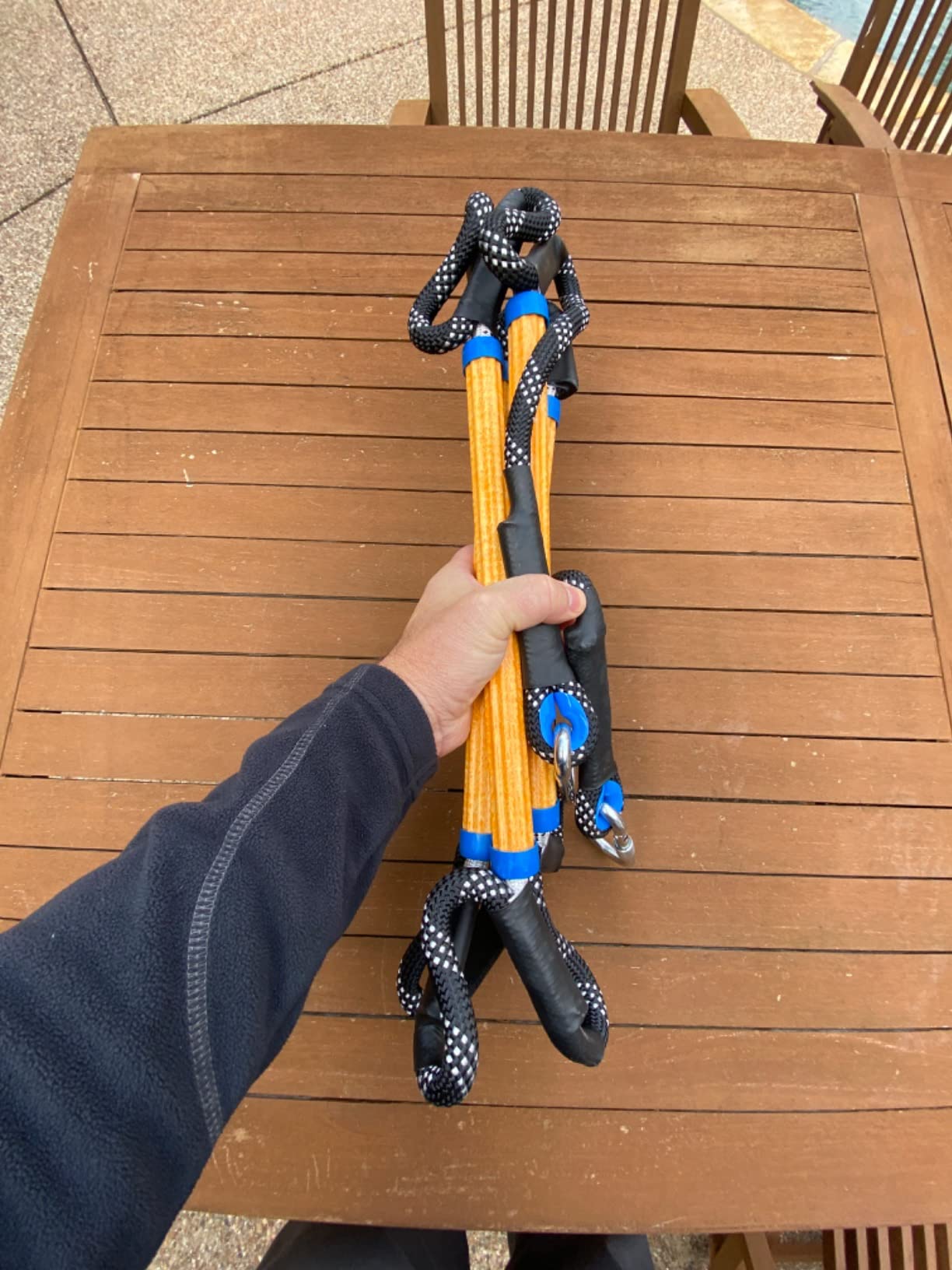Boat Rope Ladder, Heavy Duty Climbing Rope 450Lbs Strength, 14mm Reinforced Polyester Line, Rigid Resin Step Design, Outdoor Ladder for Inflatable Boat, Kayak, Motorboat, Canoeing (4 Step) customer photo 1