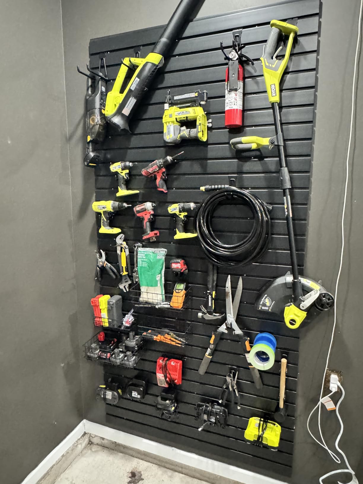 Heavy Duty 8x4 PVC Garage Slatwall Storage System (with Endcaps & Screws) - Modular Slat Wall Paneling for Garage Wall Organizer - Interlocking Slatwall Panels for Home & Commercial Use (Black) customer photo 1