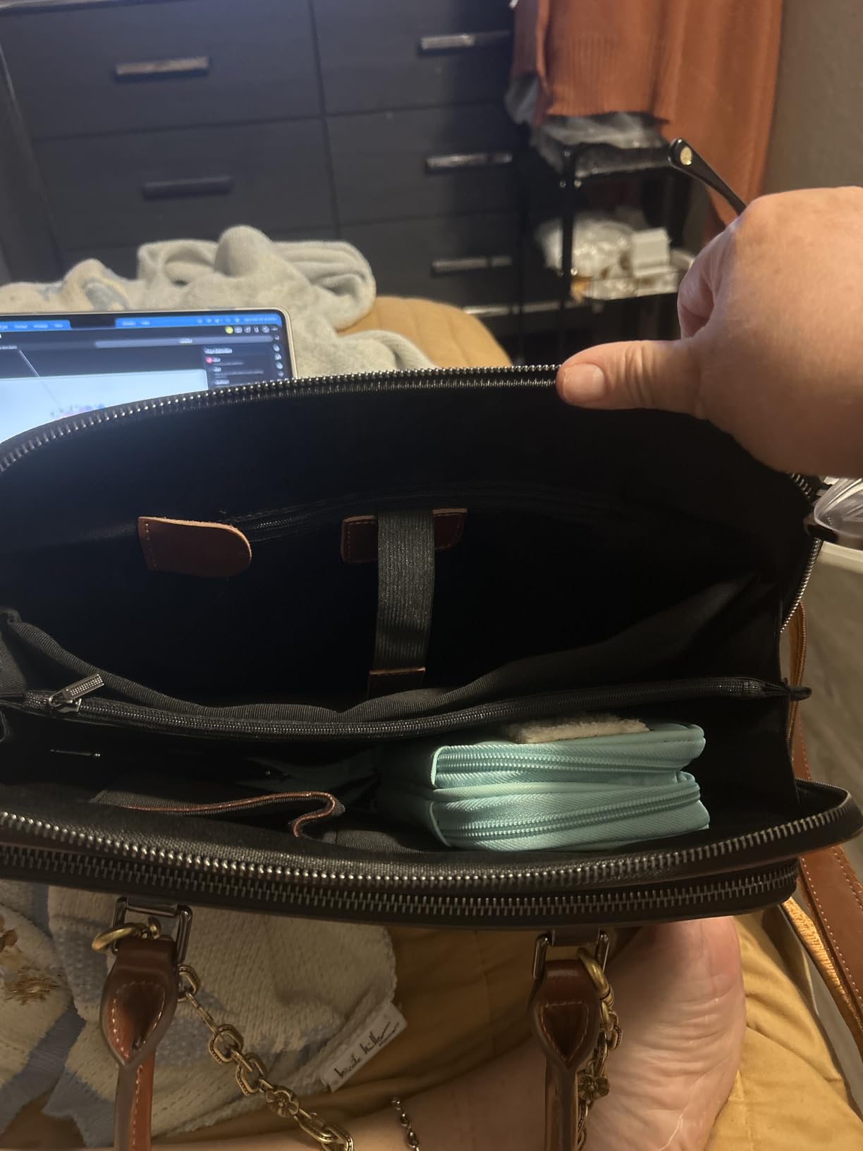 Blofinche Laptop Messenger Shoulder Bag: Genuine Leather work Briefcase 13.3-15.6 inch Designer Satchel Handbag customer photo 1