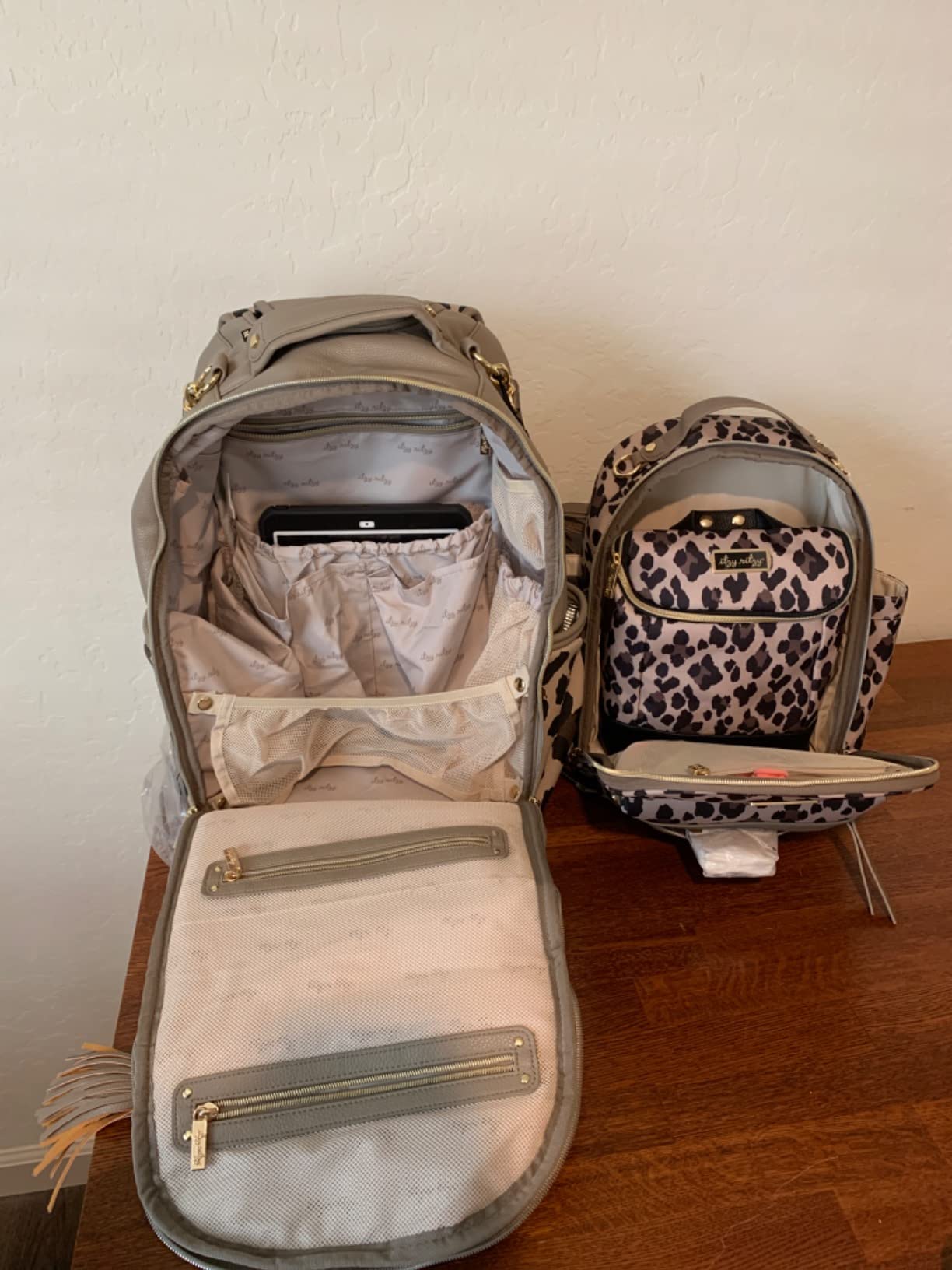 Itzy Ritzy Diaper Bag Backpack - Large Capacity Boss Plus Baby Backpack Diaper Bag Featuring 19 Pockets, Changing Pad, Stroller Clips, and Comfortable Straps (Vanilla Latte) customer photo 1