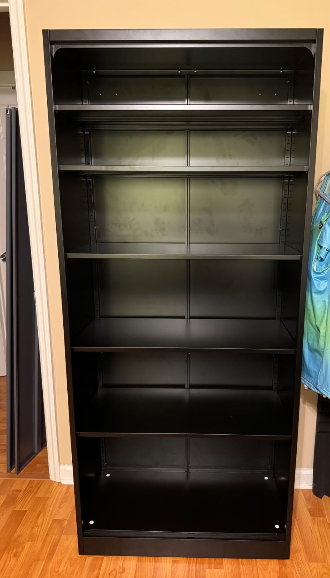 SISESOL Metal Storage Cabinet with 2 Doors and 6 Shelves, Black Metal Cabinet with Lock, 71
