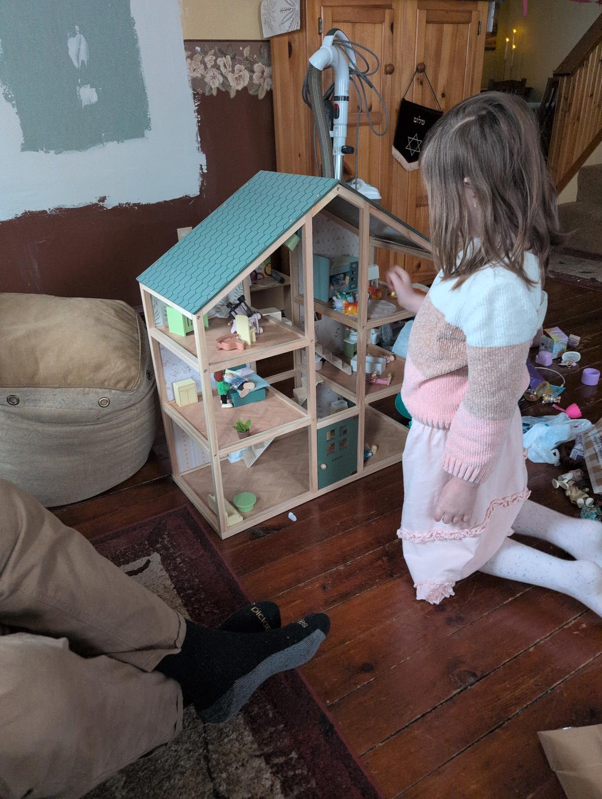 Tiny Land Wooden Dollhouse for Girls - 6 Rooms Wooden Doll House, DIY Pretend Doll House with 31Pcs Furniture Accessories, Creative Gift for Girl Ages 3+ customer photo 1