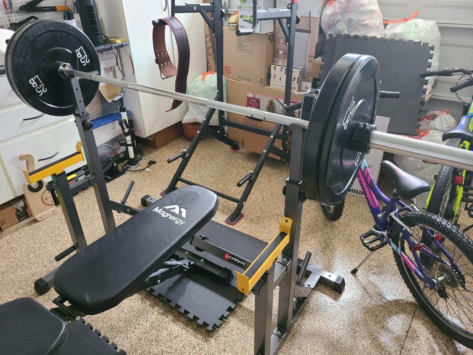 K KiNGKANG Adjustable Squat Rack, Multi-Function Barbell Rack for Weight Lifting, Load 690LBS customer photo 2