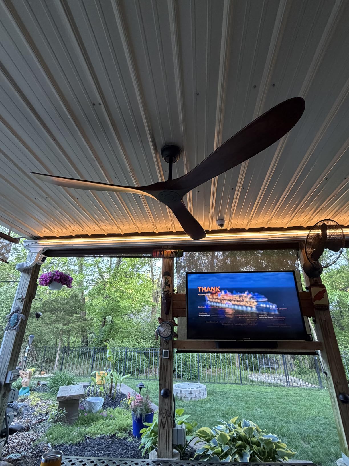 72 Inch Ceiling Fan No Light, Wood Outdoor Ceiling Fans for Patios Living Room Garage Gazebo Mid Century Modern Exterior Extra Large Waterproof Ceiling Fan Without Light with Downrod (Walnut) customer photo 1