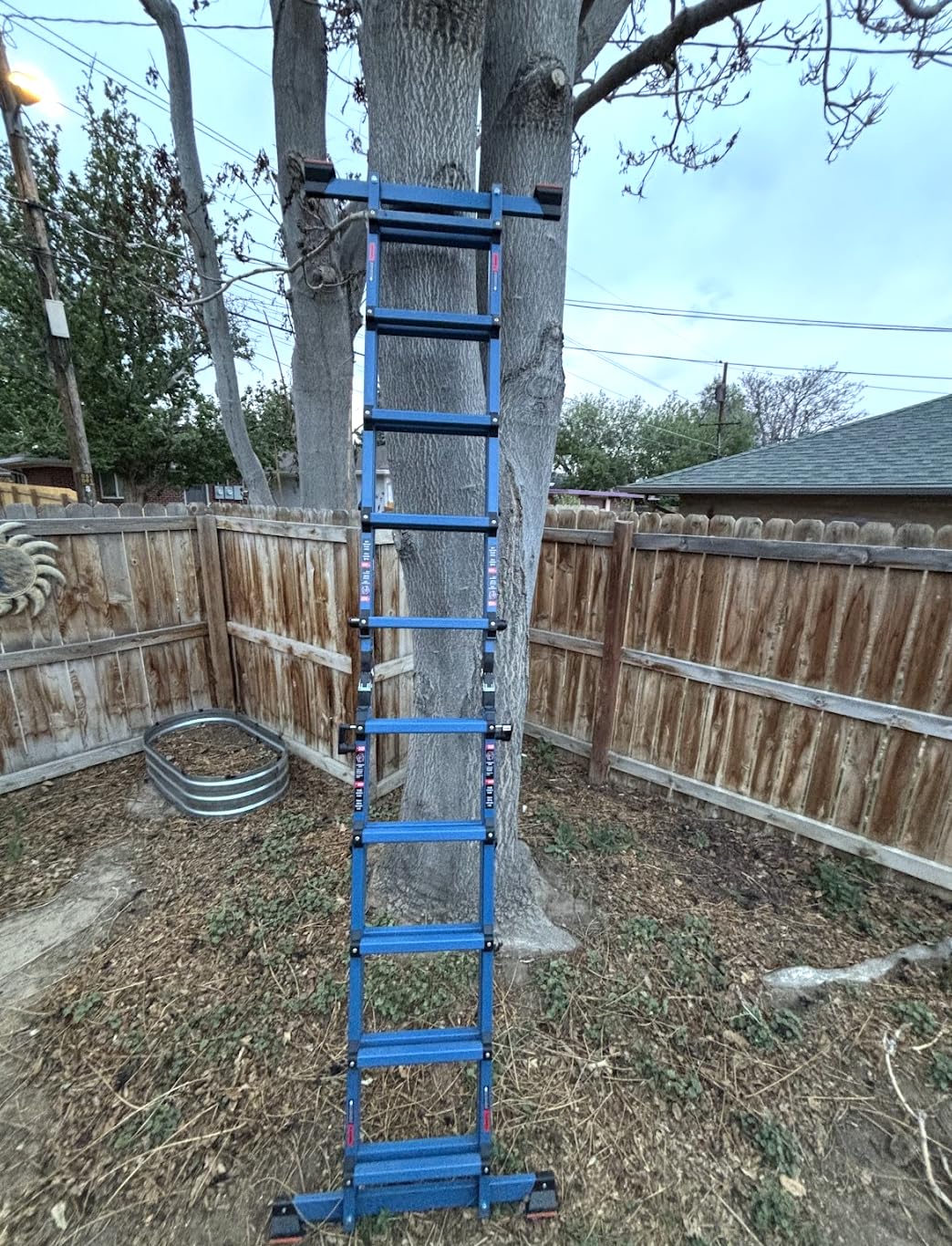 LANBITOU Ladder, A Frame 4 Step Ladder Extension, 14 FT Anti-Slip Multi Position & Storage Folding Ladder, 330 lbs Security Load Telescoping Aluminum Ladders for Stairs Home Indoor Outdoor Roof customer photo 2