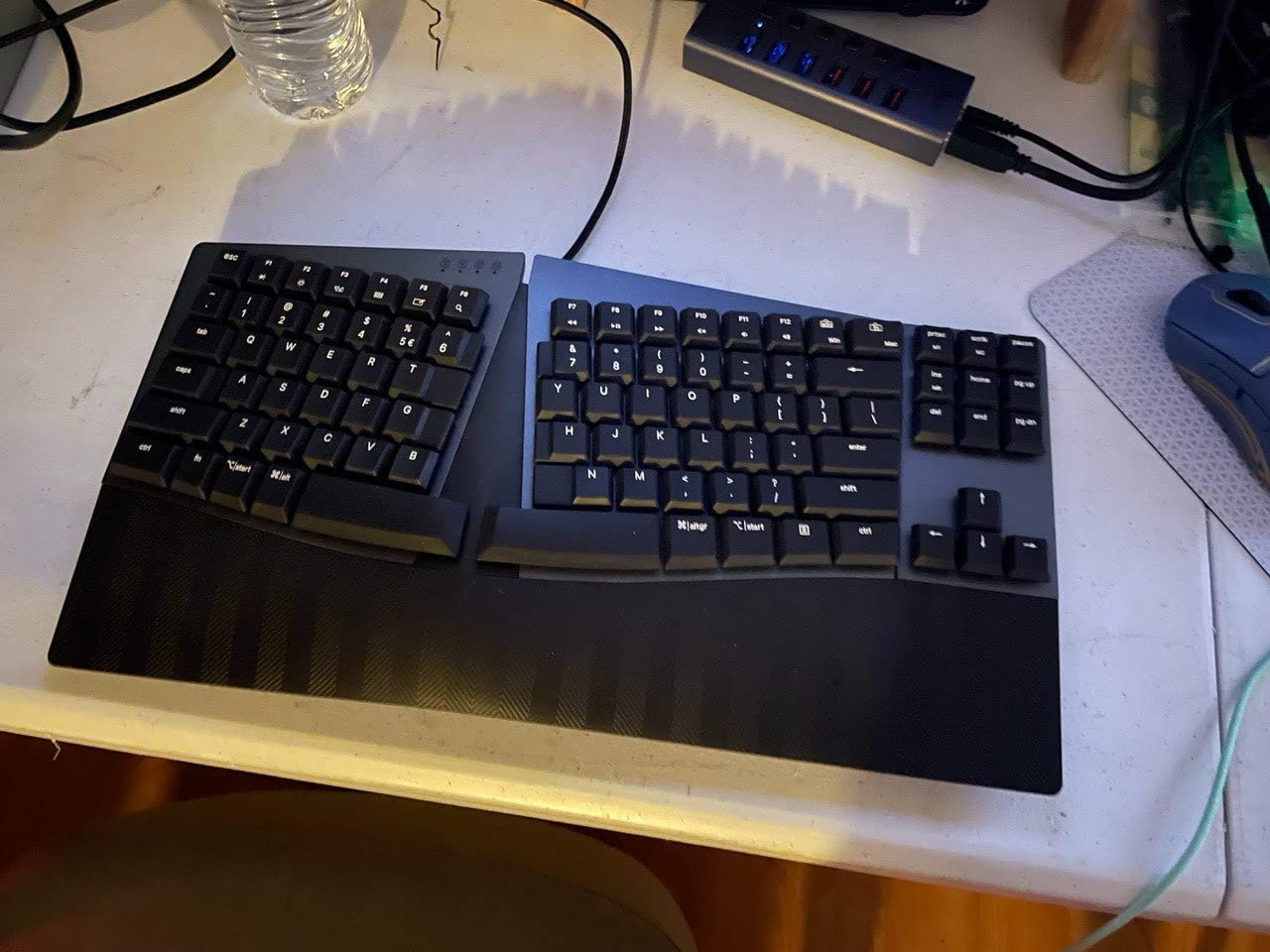 Perixx PERIBOARD-335BL Wired Ergonomic Mechanical Compact Keyboard - Low-Profile Blue Clicky Switches - Programmable Feature with Macro Keys - Compatible with Windows and Mac OS X - US English customer photo 1
