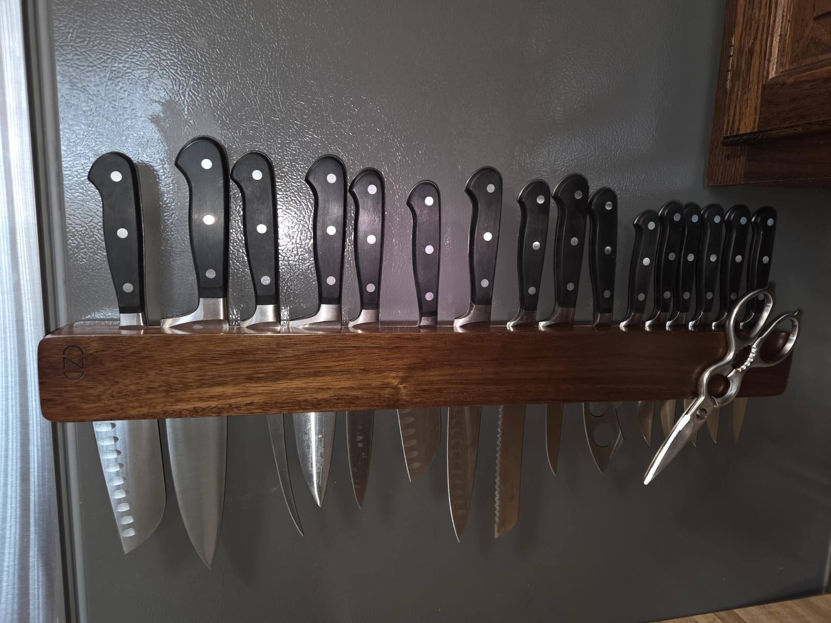 Premium 24 Inch Magnetic Knife Holder for Wall with 2x Storage, Wood customer photo 1