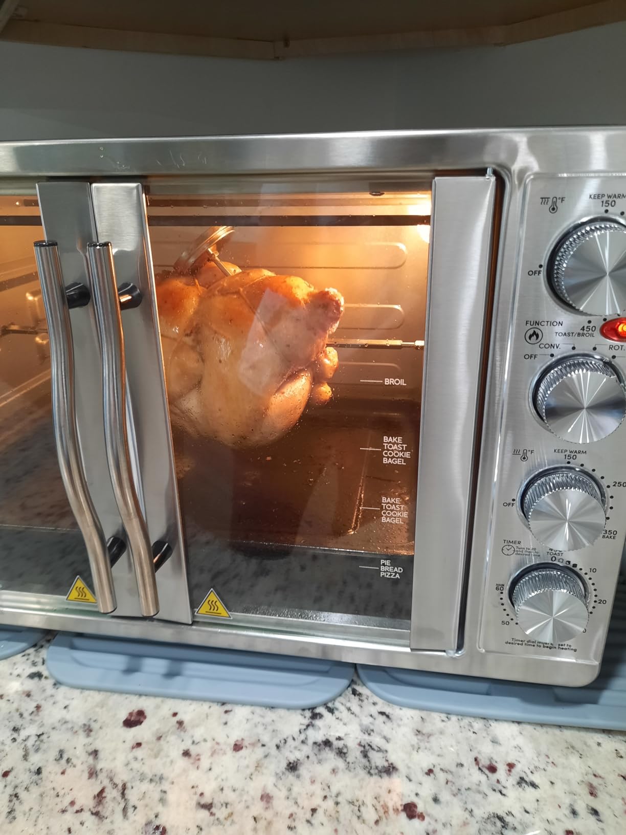 Elite Gourmet ETO2530M Double French Door Countertop Toaster Oven, Bake, Broil, Toast, Keep Warm, Fits 12