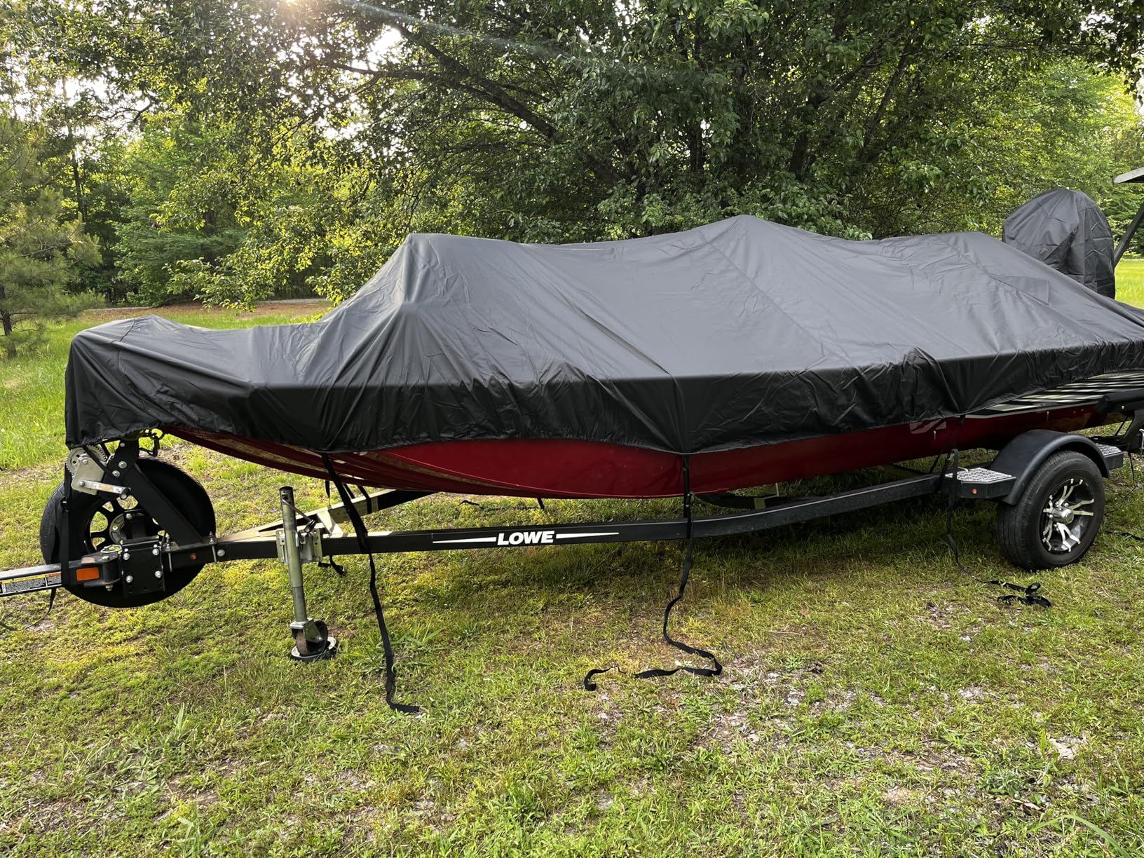 1200D Waterproof Boat Cover - Fits 17' to 19' ft Bass, V-Hull, Tri-Hull, Fish & Ski, Runabout Bowrider Boats - Heavy Duty Canvas Black customer photo 1