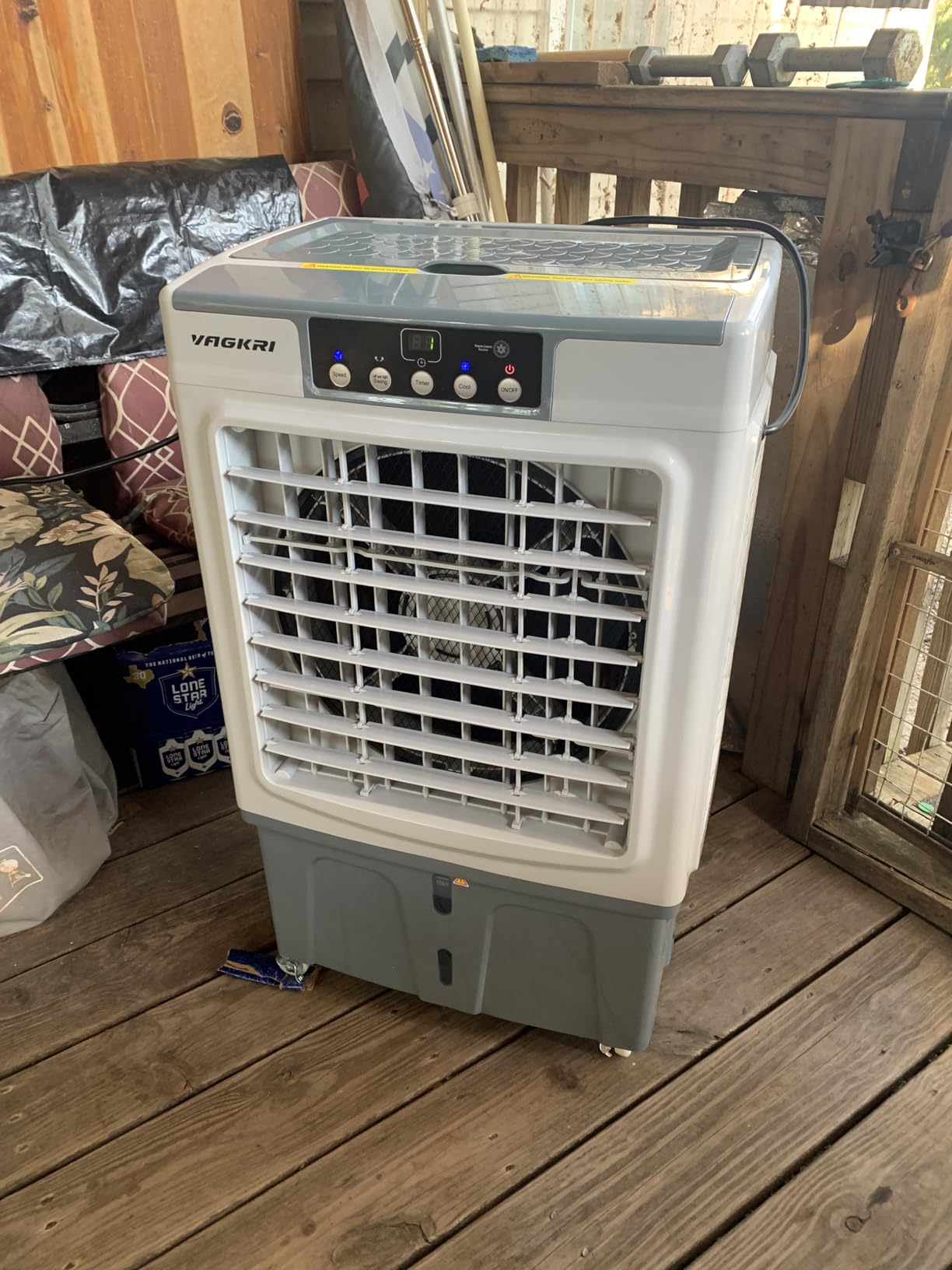 VAGKRI Swamp Cooler, 3100CFM Evaporative Air Cooler with 3 Modes and Wind Speeds, 120 Oscillation, 24H Timer, Portable Outdoor Air Conditioner with Auto Fill for Patio Garage Commercial Use, 12 Gallon customer photo 1