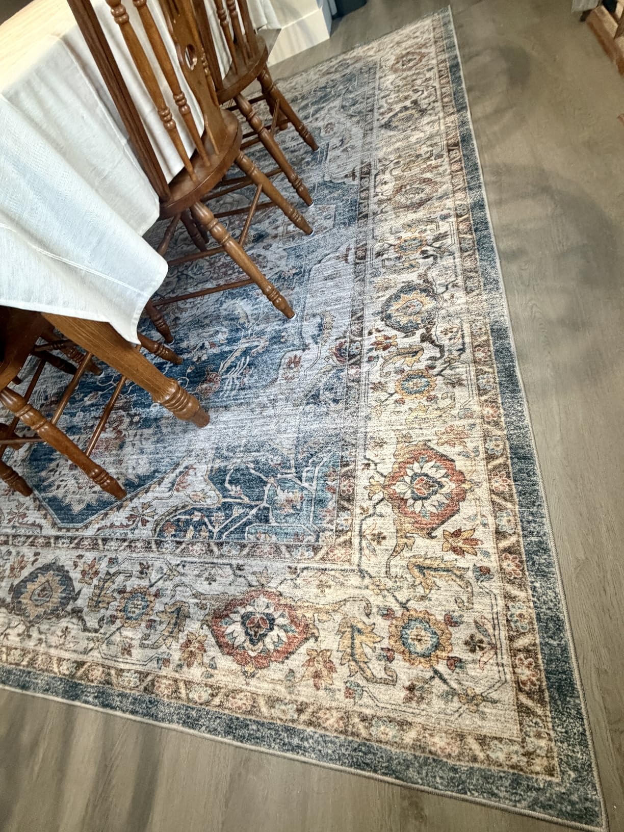 befbee Washable Area Rug 8x10, Large Soft Rugs for Living Room Stain Resistant Non-Slip Backing Rugs for Bedroom, Vintage Clearance Large Area Rug (Turmeric/Grey, 8'x10') customer photo 1