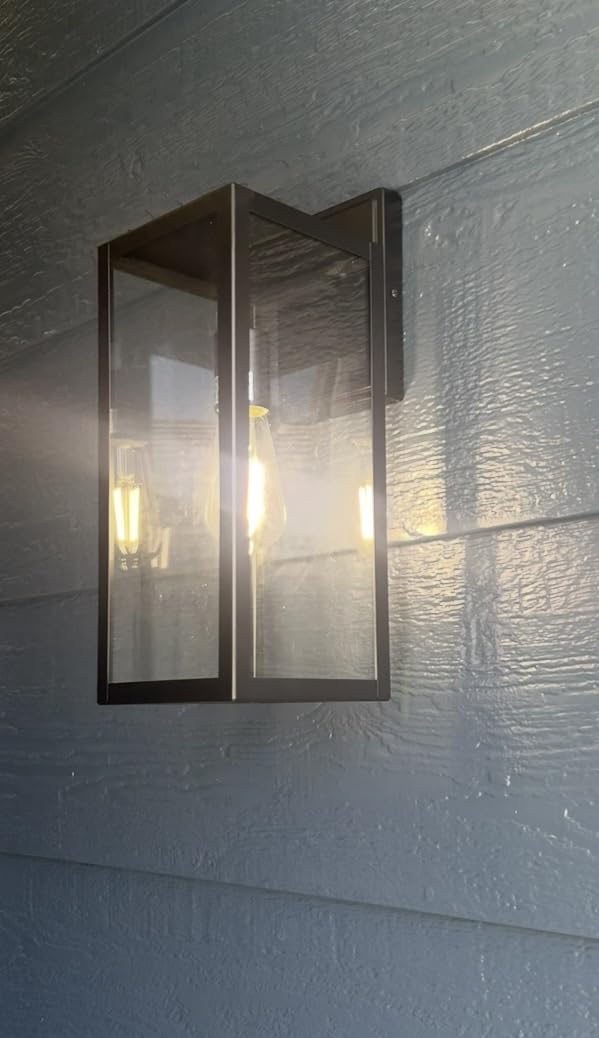 hykolity Large Size Outdoor Wall Lights, 16 Inch Outdoor Wall Lantern, Waterproof Exterior Wall Sconce, Anti-Rust Wall Mounted Lighting with Glass Shade, Lamp with E26 Socket for Porch, Front Door customer photo 2