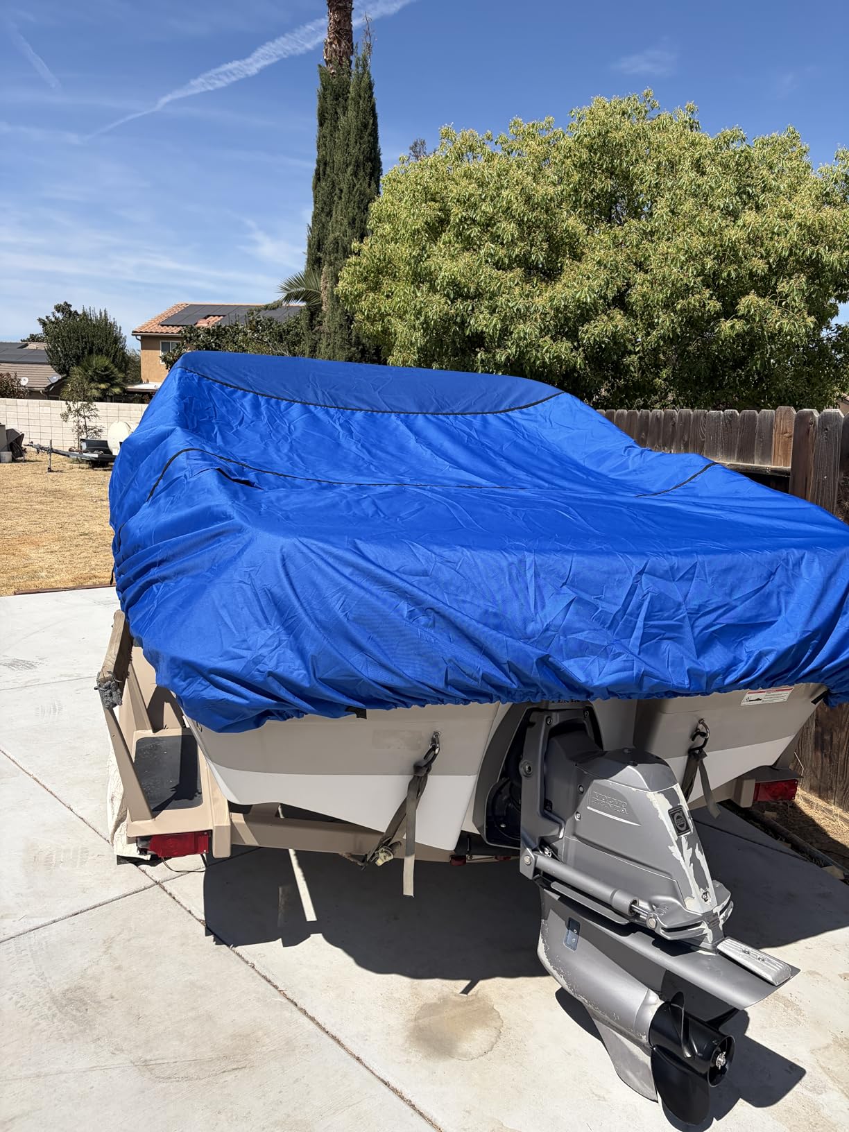 RVMasking Waterproof Boat Cover 17-19 ft, 1400D Heavy Duty Middle Reinforced Marine Grade Trailerable Cover, Fits 17'-19' V-Hull Tri-Hull Bass Boat Runabout Fish Ski Boat with Storage Bag, Gray customer photo 1