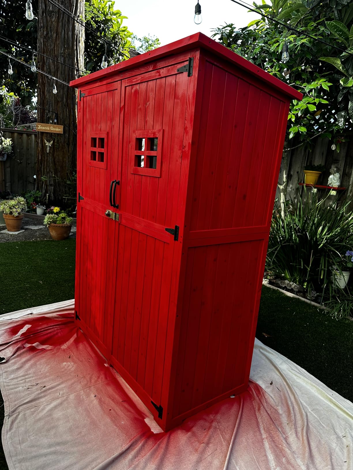 GDLF Outdoor Storage Cabinet Wood & Metal Garden Shed with Waterproof Roof and Sturdy Lockable Doors 66
