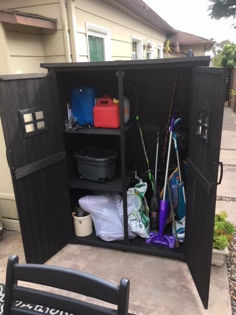 GDLF Outdoor Storage Cabinet Wood & Metal Garden Shed with Waterproof Roof and Sturdy Lockable Doors 66