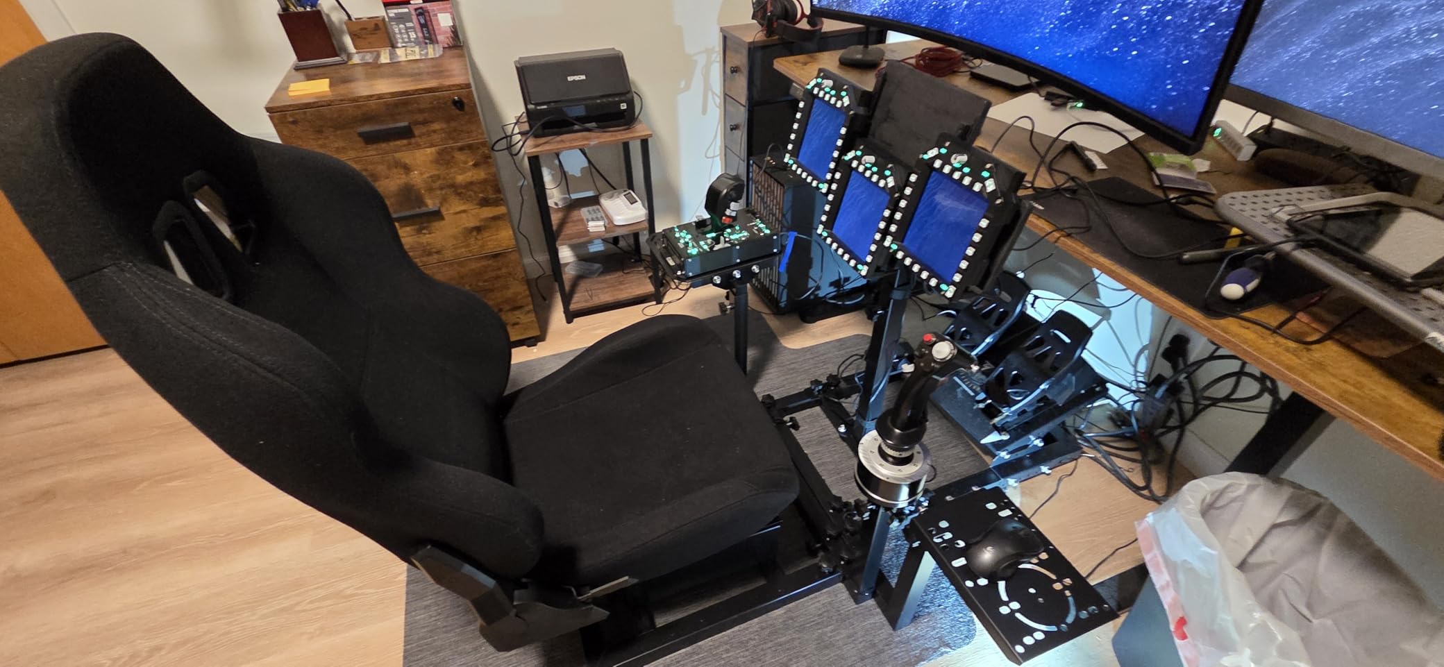 Marada Universal Flight Simulation Cockpit with Racing Seat or Racing Wheel Stand Adjustable Fit for Thrustmaster, for HOTAS Warthog, for Logitech G29 G920 G923 customer photo 2