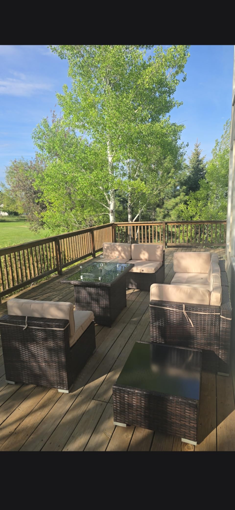 LayinSun 8 Piece Patio Furniture Set with Fire Pit Table, Outdoor Conversation Sets Wicker Rattan Sectional Sofa with Coffee Table customer photo 1
