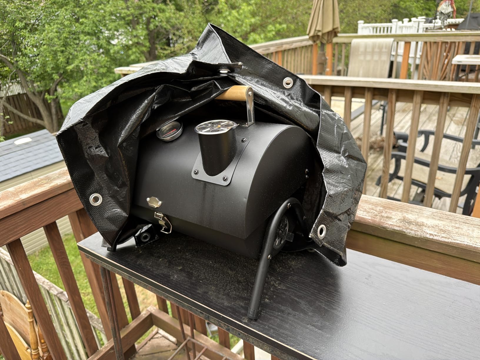 Joyfair Portable Charcoal Grill with Thermometer, Small Tabletop Barbecue Grill for Outdoor Camping Backyard Party BBQ Cooking, Extra Thick Steel & Heavy Duty, Innovative Design & Easy Assembly customer photo 1