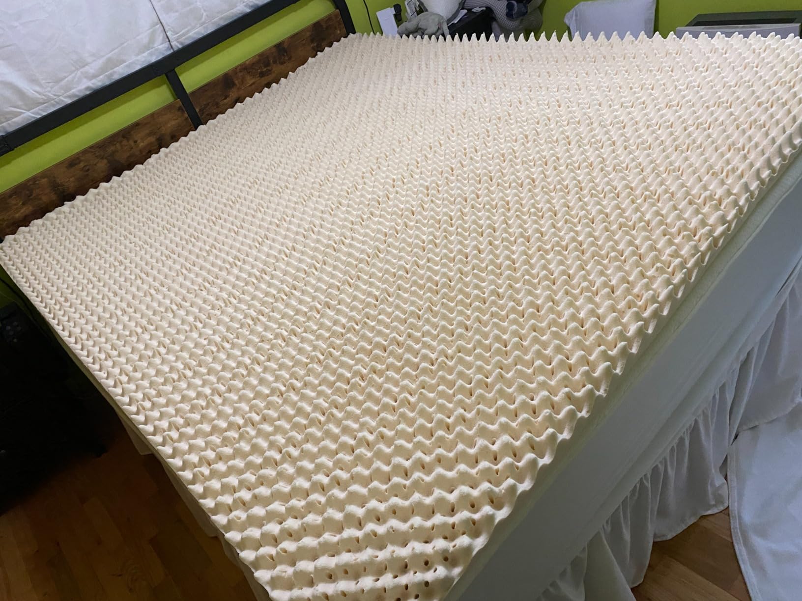 Green Natural Organic Egg Crate Latex Mattress Topper King Size - Soft Plush Pillow Top - GOLS Certified Organic Convoluted Latex Foam - Pressure Point Back Pain Relief Sleeps Cool Breathable Bed Pad customer photo 1