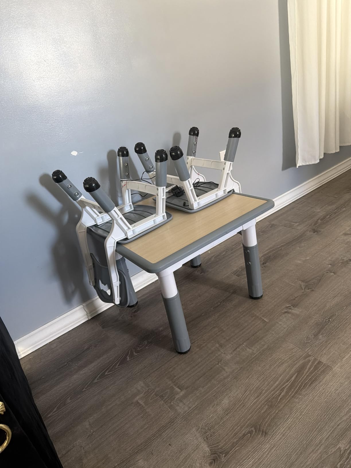 FUNLIO Kids Table and 2 Chairs Set, Height Adjustable Toddler Table and Chair Set for Ages 3-8, Easy to Wipe Arts & Crafts Table, for Classrooms/Daycares/Homes, CPC & CE Approved (3pcs Set) - Gray customer photo 1