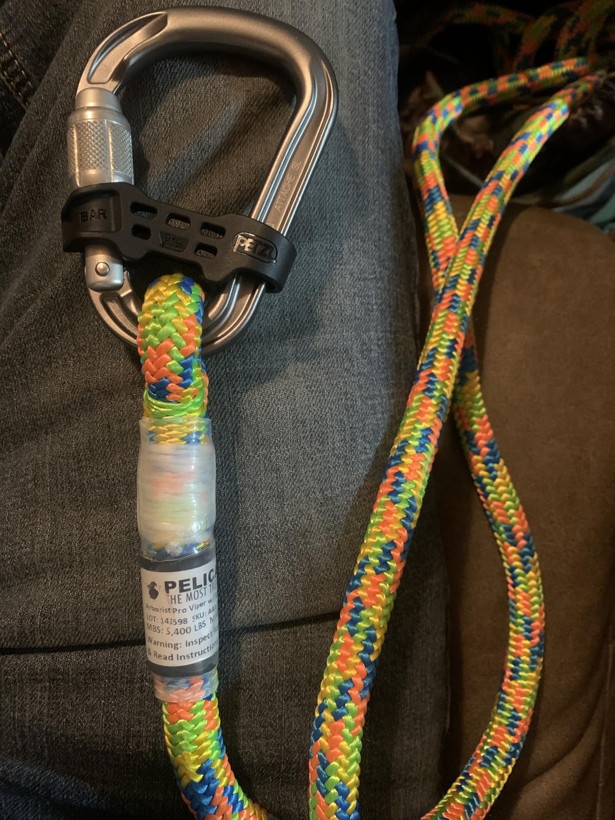 Pelican Rope Arborist Rope 11.8mm x 120Ft, USA Made High-Strength 24-Strands Static Climbing Rope - 5,400 lb Strength for Tree Climbing, Pulling, Outdoors & Swing - Viper, Tight Spliced Eye customer photo 1