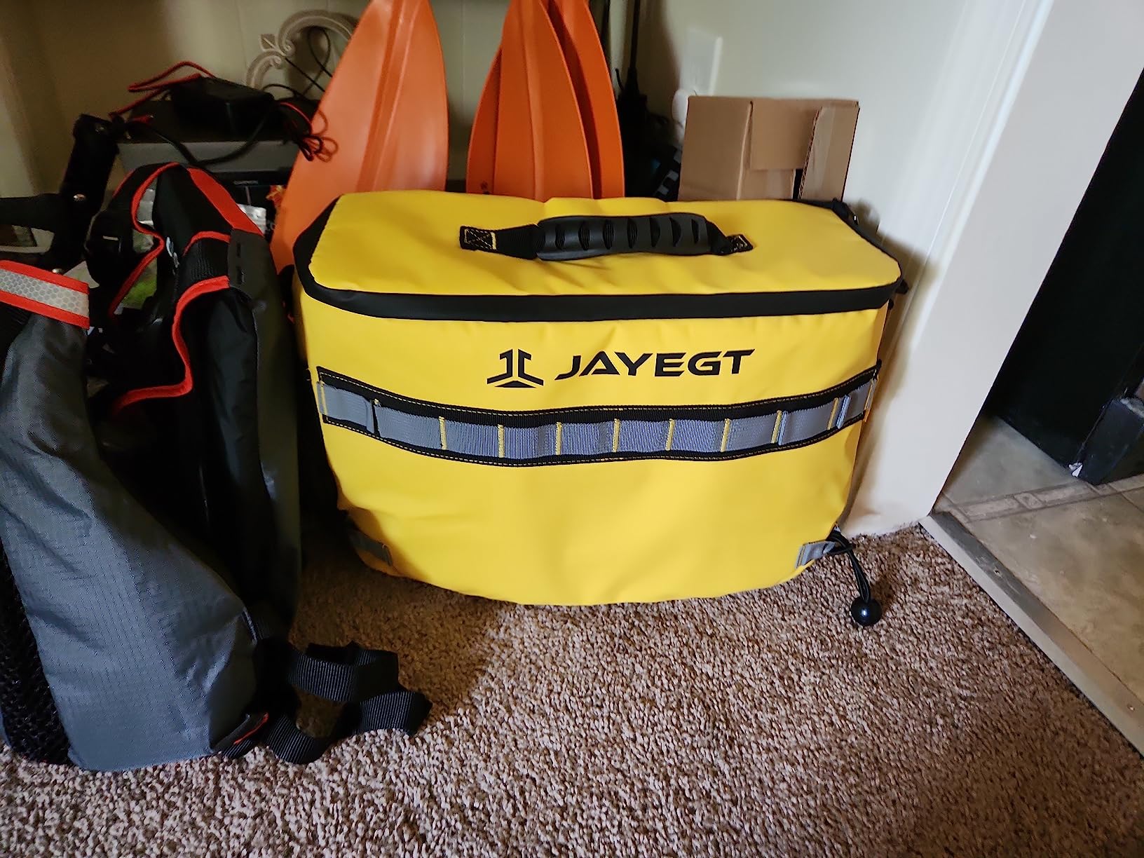 Kayak Cooler Behind Seat - Waterproof Cooler Bag Compatible with Lawn-Chair Seat Kayak, Kayak Accessories Camping Cooler, Portable Ice Chest for Fishing, Beach, Picnic, Trips (Orange, Medium) customer photo 1