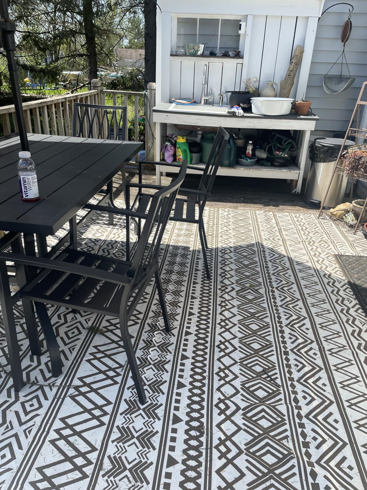 Outdoor Rug Carpet 9x12 ft, Flatweave Textured Outdoor Patio Rug Non Slip Indoor Outdoor Rugs with Rubber Particles Backing Boho Outdoor Area Rug for Patio Deck Front Porch Backyard Balcony customer photo 1