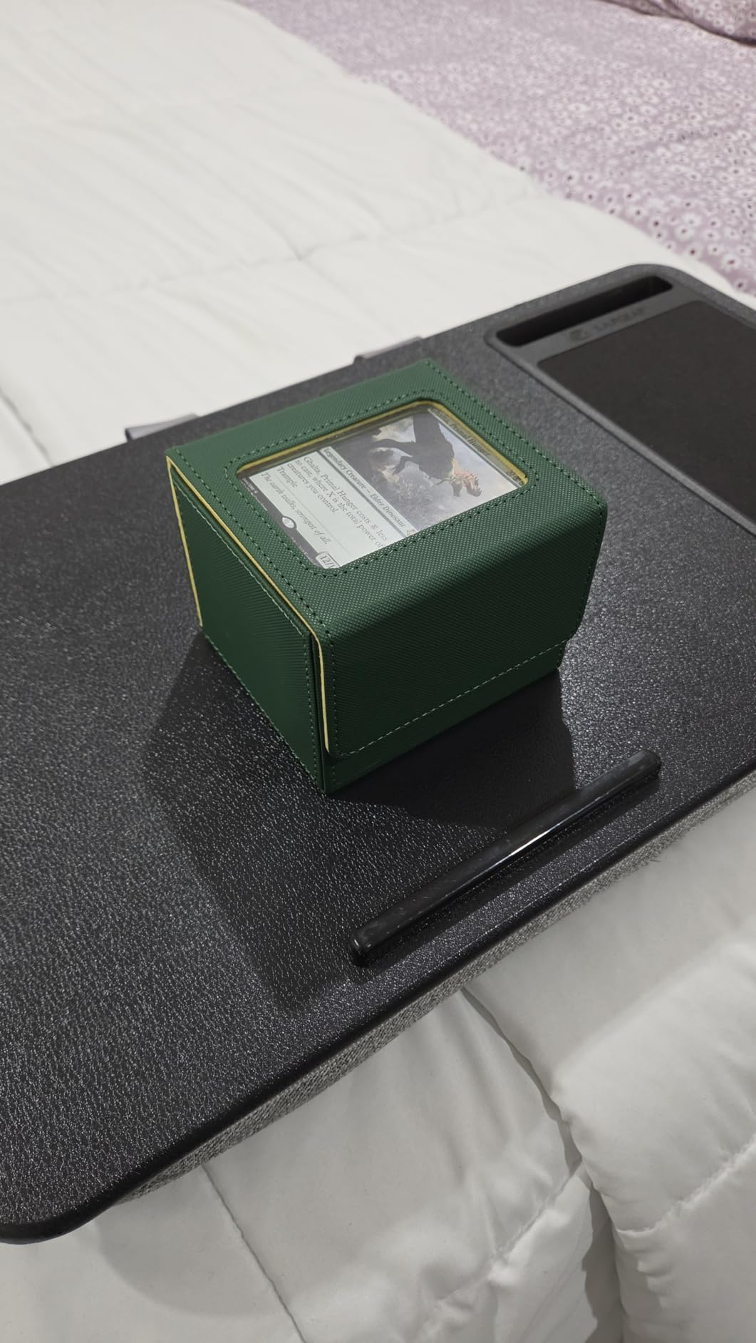 ZLCA Card Deck Box for Trading Cards, MTG Commander Deck Box Holds 120+ Single Sleeved Cards, Leather Magnetic Card Storage Box Fits for TCG CCG Magic Cards (Black) customer photo 2
