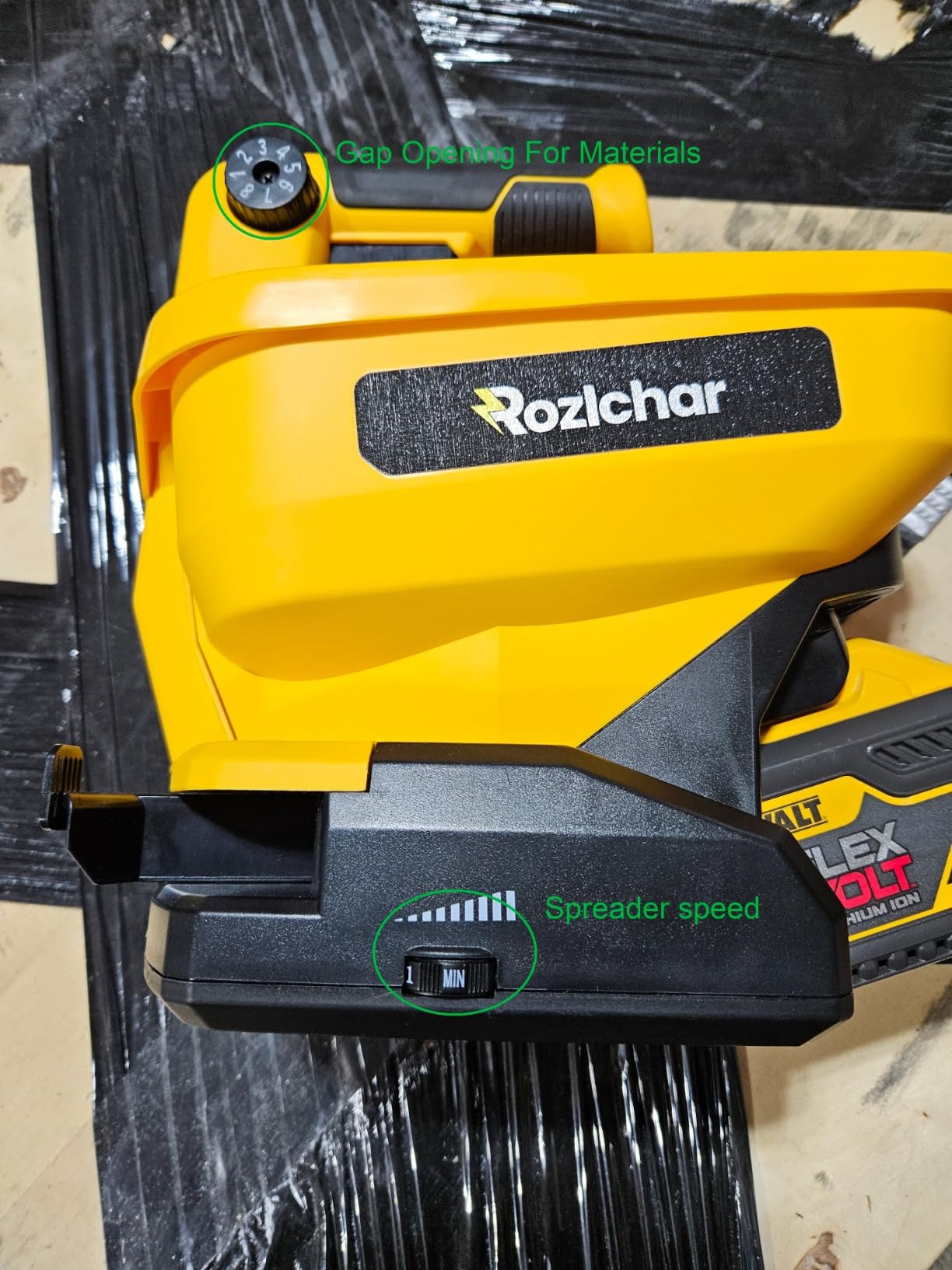 Rozlchar Power Spreader Compatible for Dewalt 20V/60V Battery, Seed Spreader for Year-Round, Covers Up to 5,000 sq. ft.(Tool Only, No Battery) customer photo 2