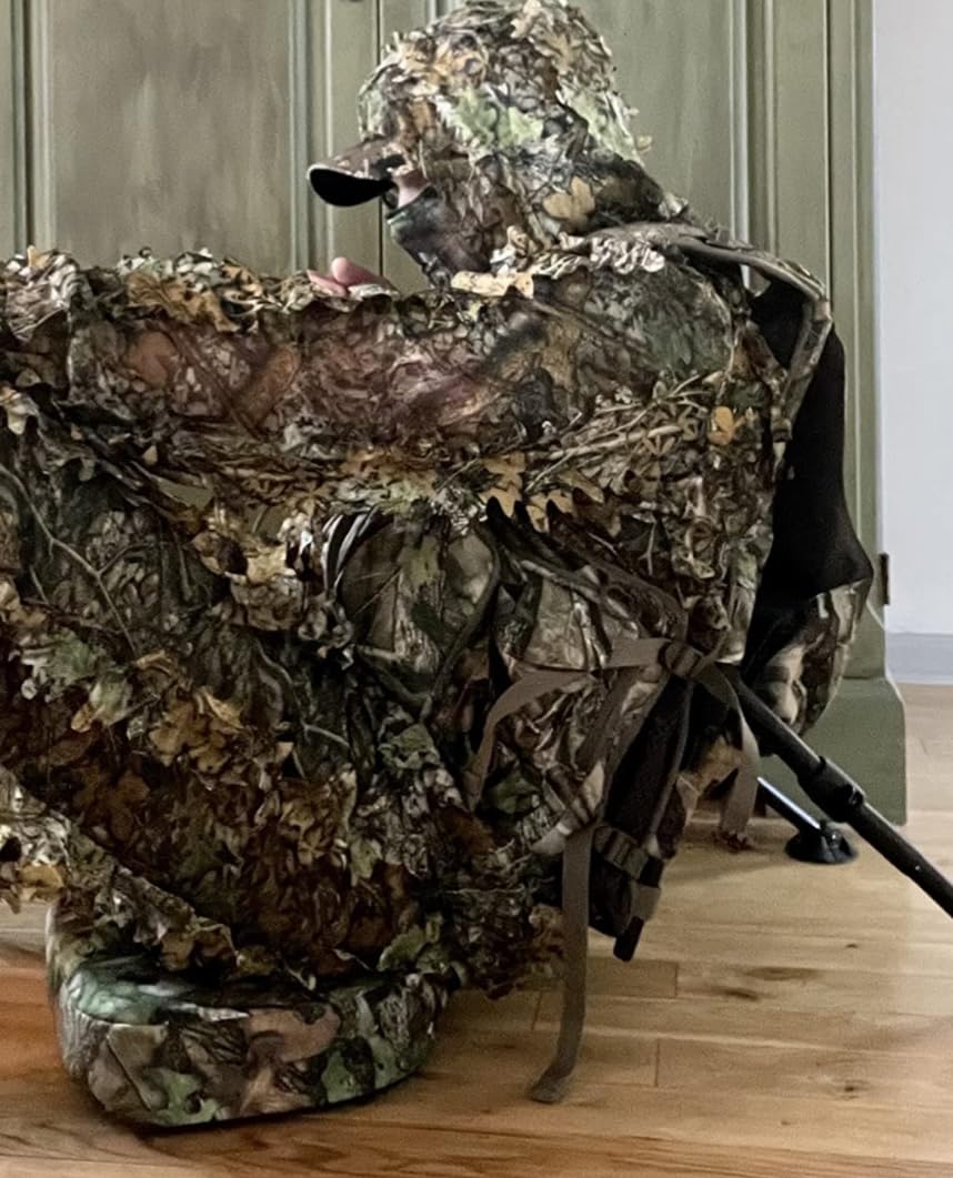PELLOR Outdoor Camo Ghillie Suits, 3D Leafy Hooded Hunting Airsoft Camouflage Gillies Suits for Kids & Adults customer photo 1