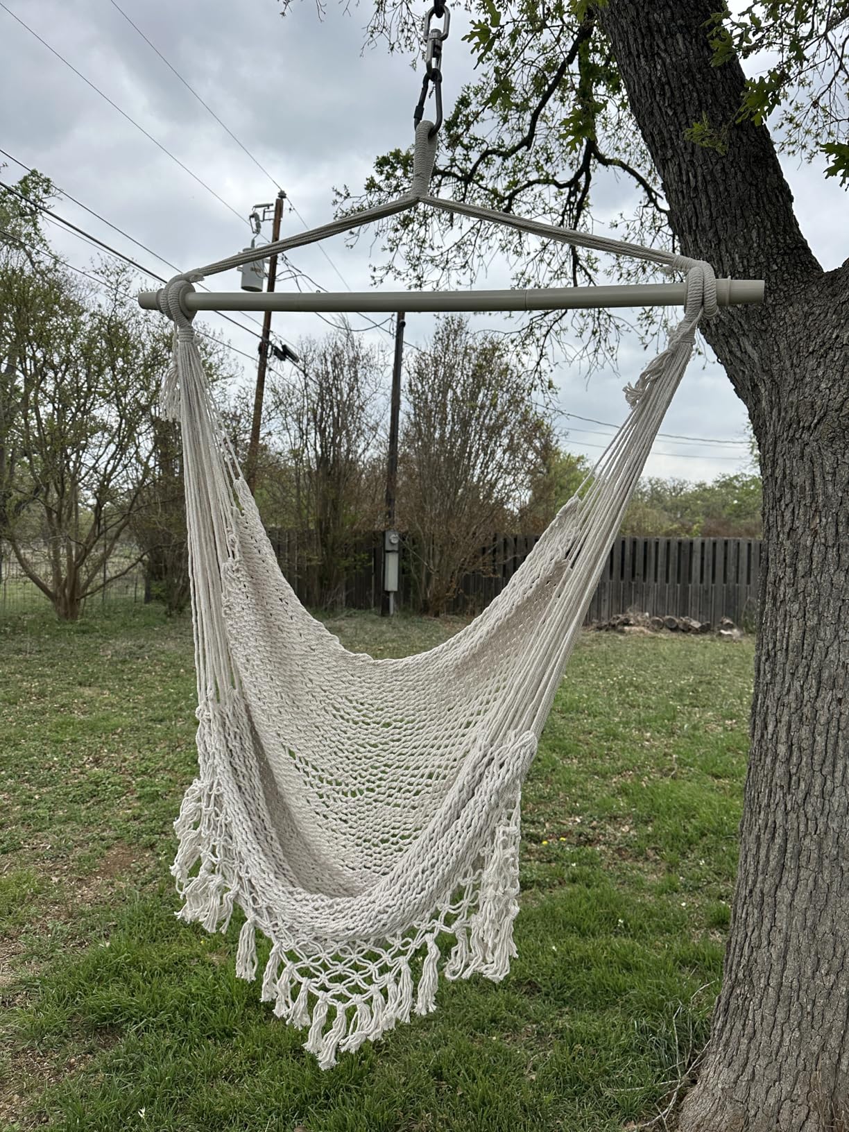 Chihee Hammock Chair Handmade Hanging Chair Cotton Rope Woven Hanging Seat Soft-Spun Large Stretch Hammock Swing, Collapsible Strong Metal Spreader Bar Elegant Macrame Comfort Indoor Outdoor Garden customer photo 1