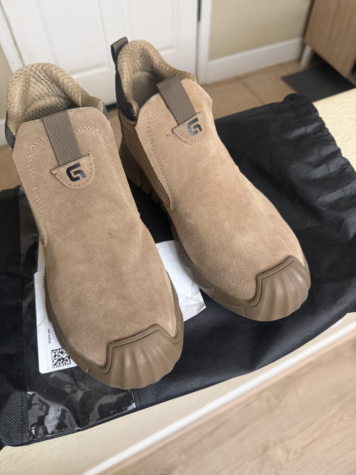GLANOUDUN Welding Work Boots for Men Slip on Steel Toe Shoes for Men Indestructible Steel Toe Boots Welder Men's Working Shoes Fireproof Safety Footwear for Construction Men's Work & Safety Footwear customer photo 1